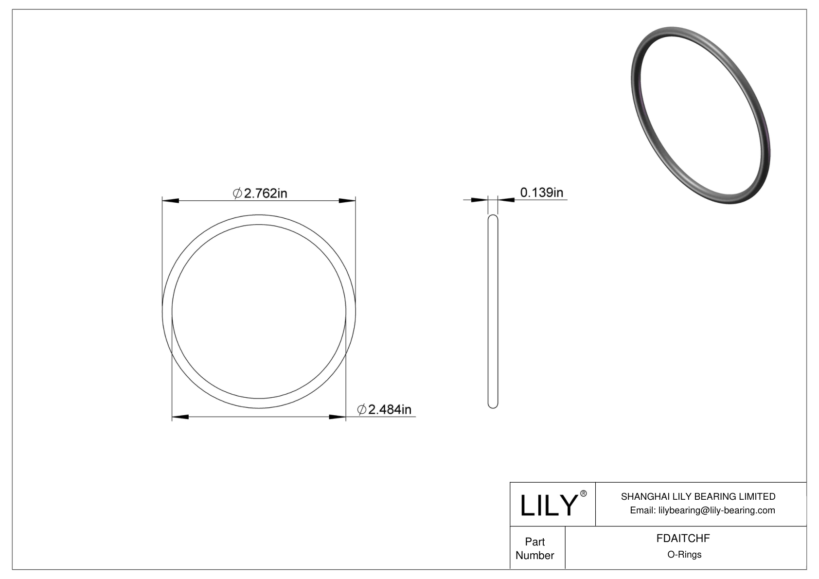 FDAITCHF Oil Resistant O-Rings Round cad drawing