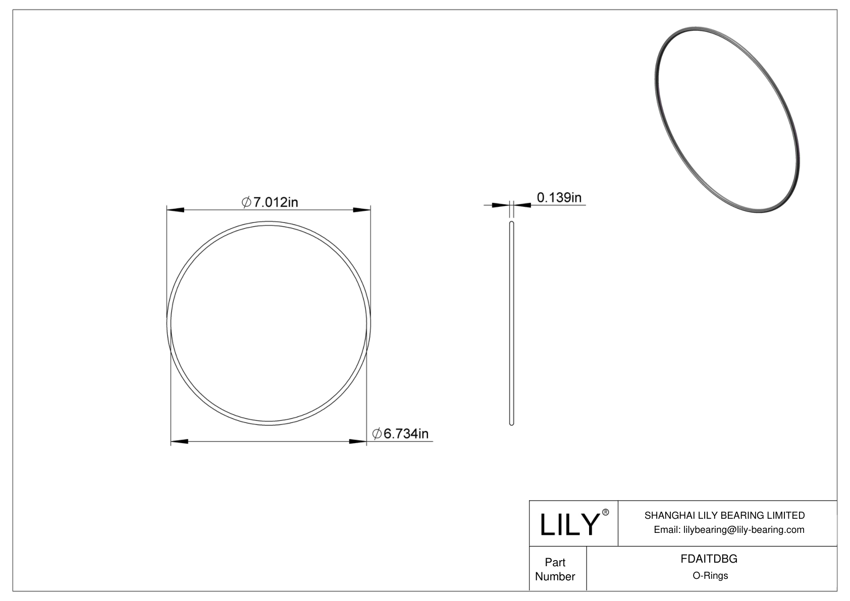 FDAITDBG Oil Resistant O-Rings Round cad drawing