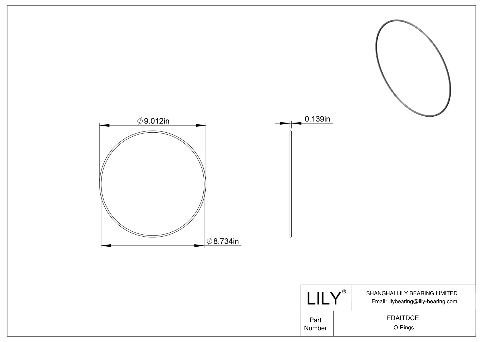 FDAITDCE Oil Resistant O-Rings Round cad drawing