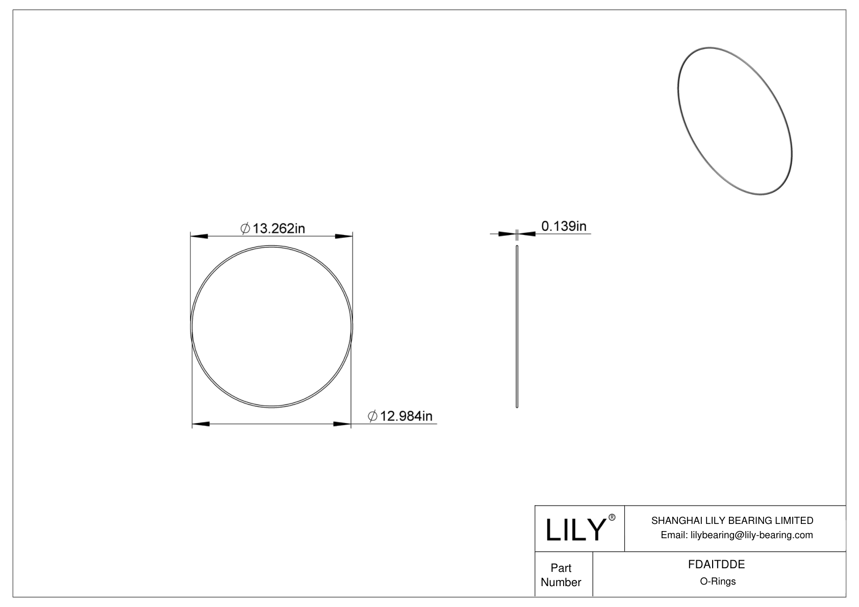 FDAITDDE Oil Resistant O-Rings Round cad drawing