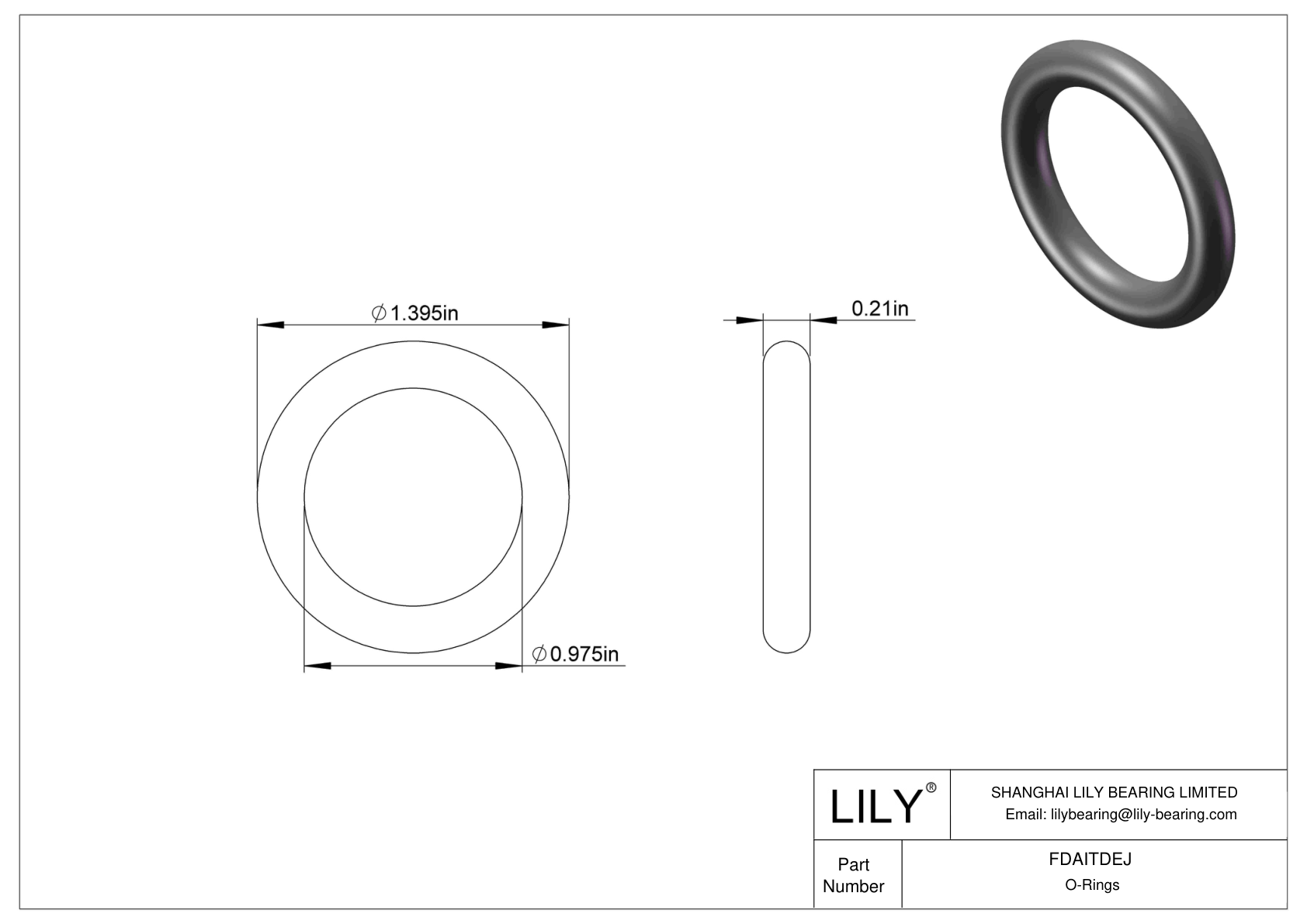 FDAITDEJ Oil Resistant O-Rings Round cad drawing