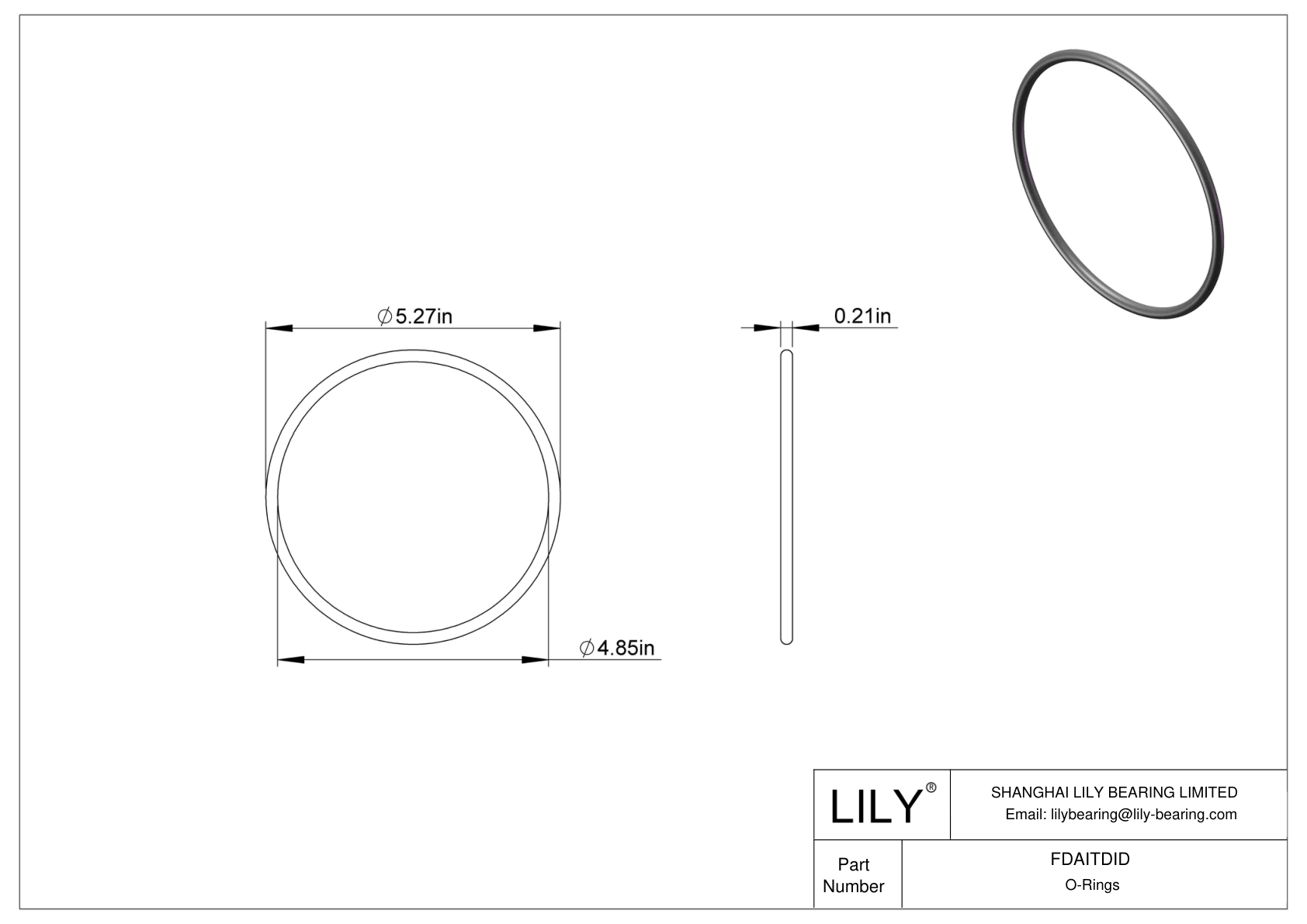 FDAITDID Juntas tóricas redondas resistentes al aceite cad drawing