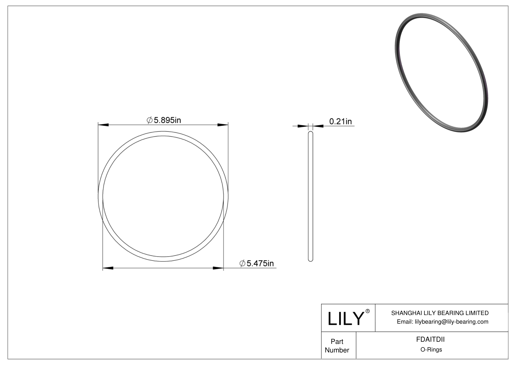 FDAITDII Oil Resistant O-Rings Round cad drawing