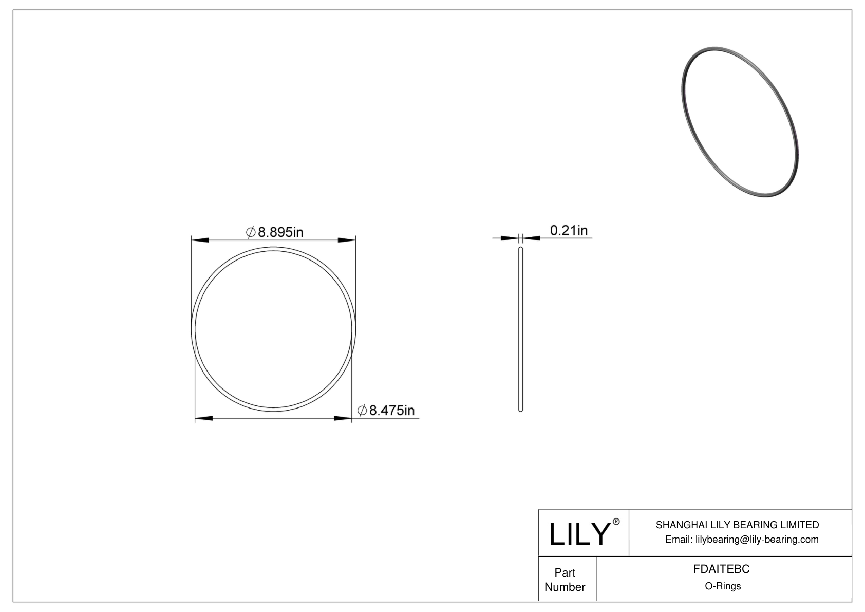 FDAITEBC Oil Resistant O-Rings Round cad drawing