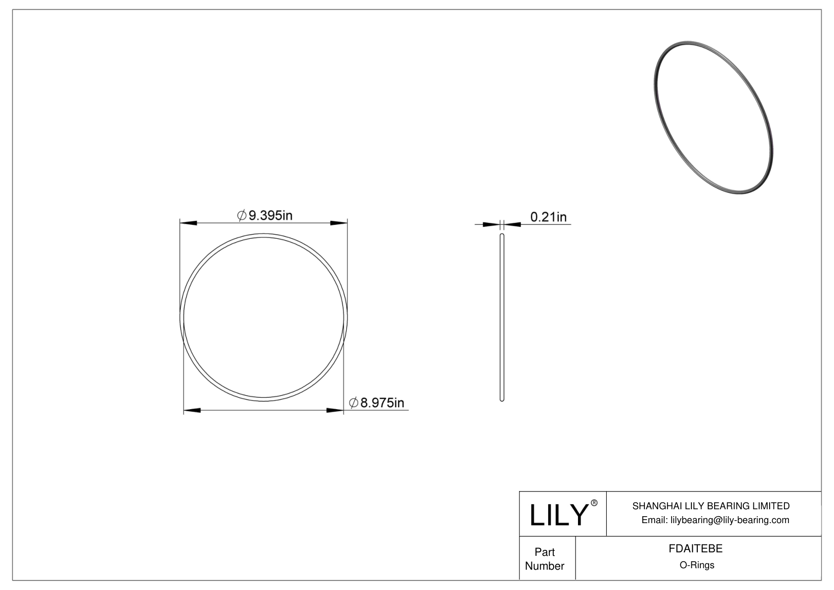 FDAITEBE Oil Resistant O-Rings Round cad drawing