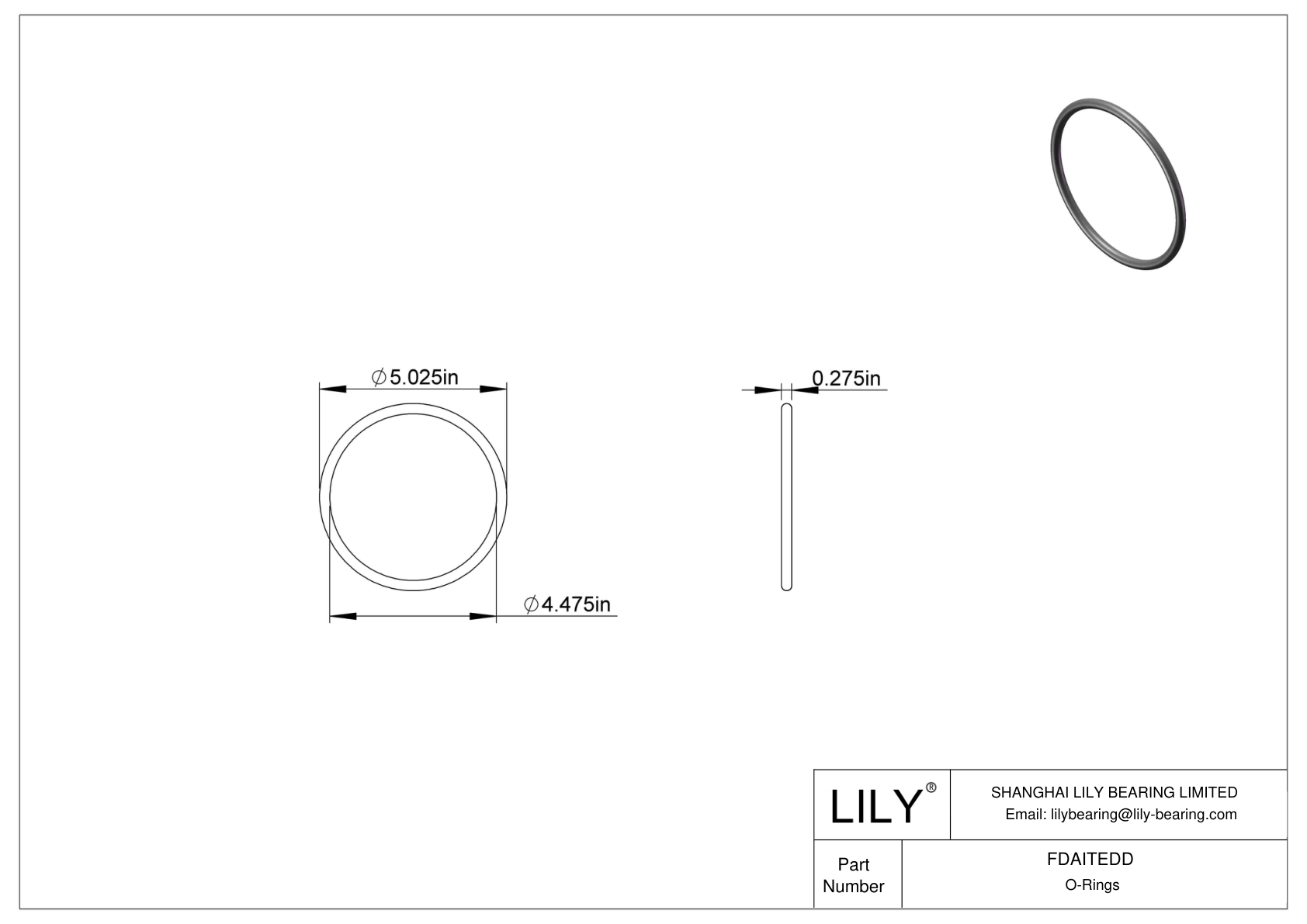 FDAITEDD Oil Resistant O-Rings Round cad drawing