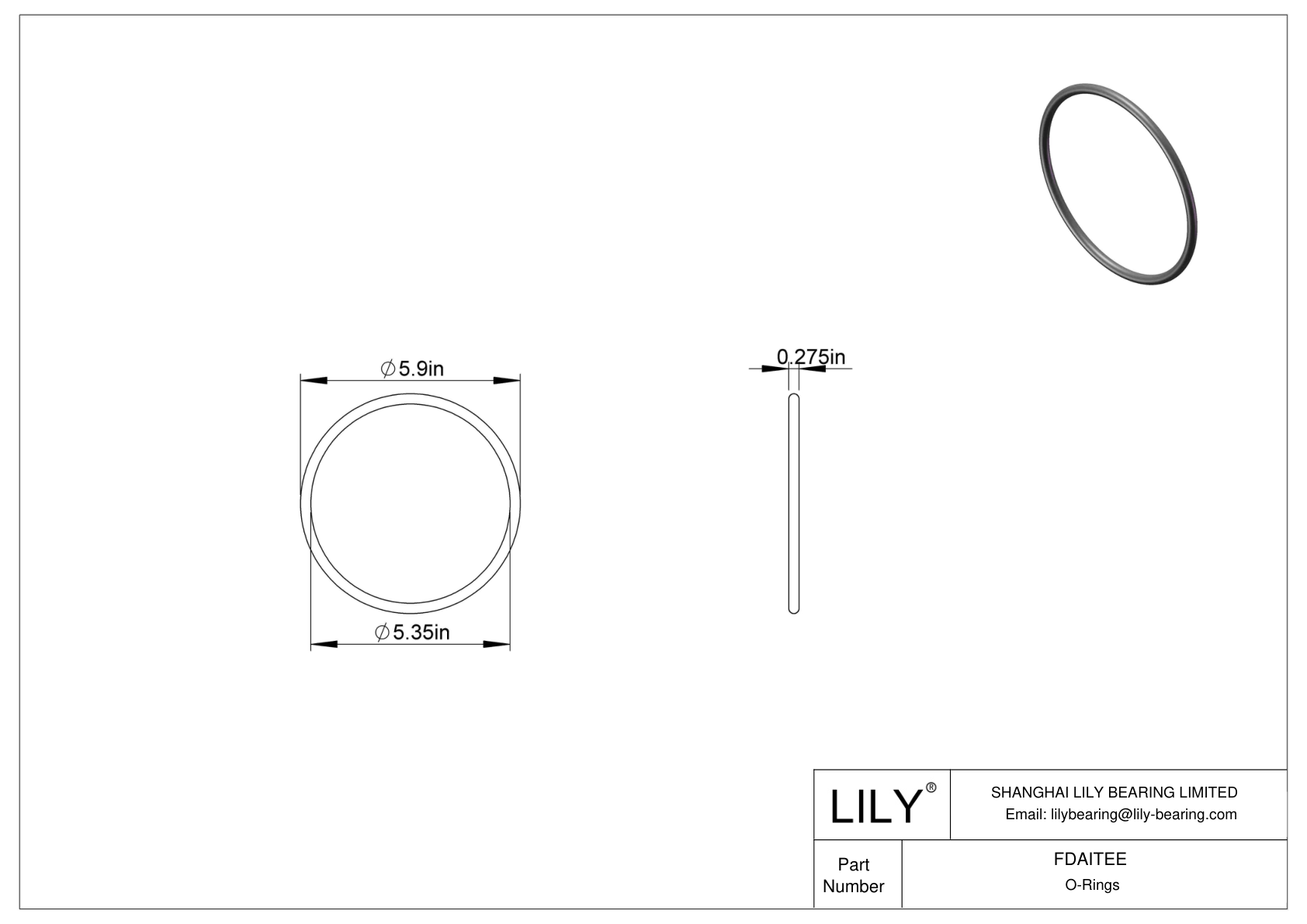 FDAITEE Oil Resistant O-Rings Round cad drawing