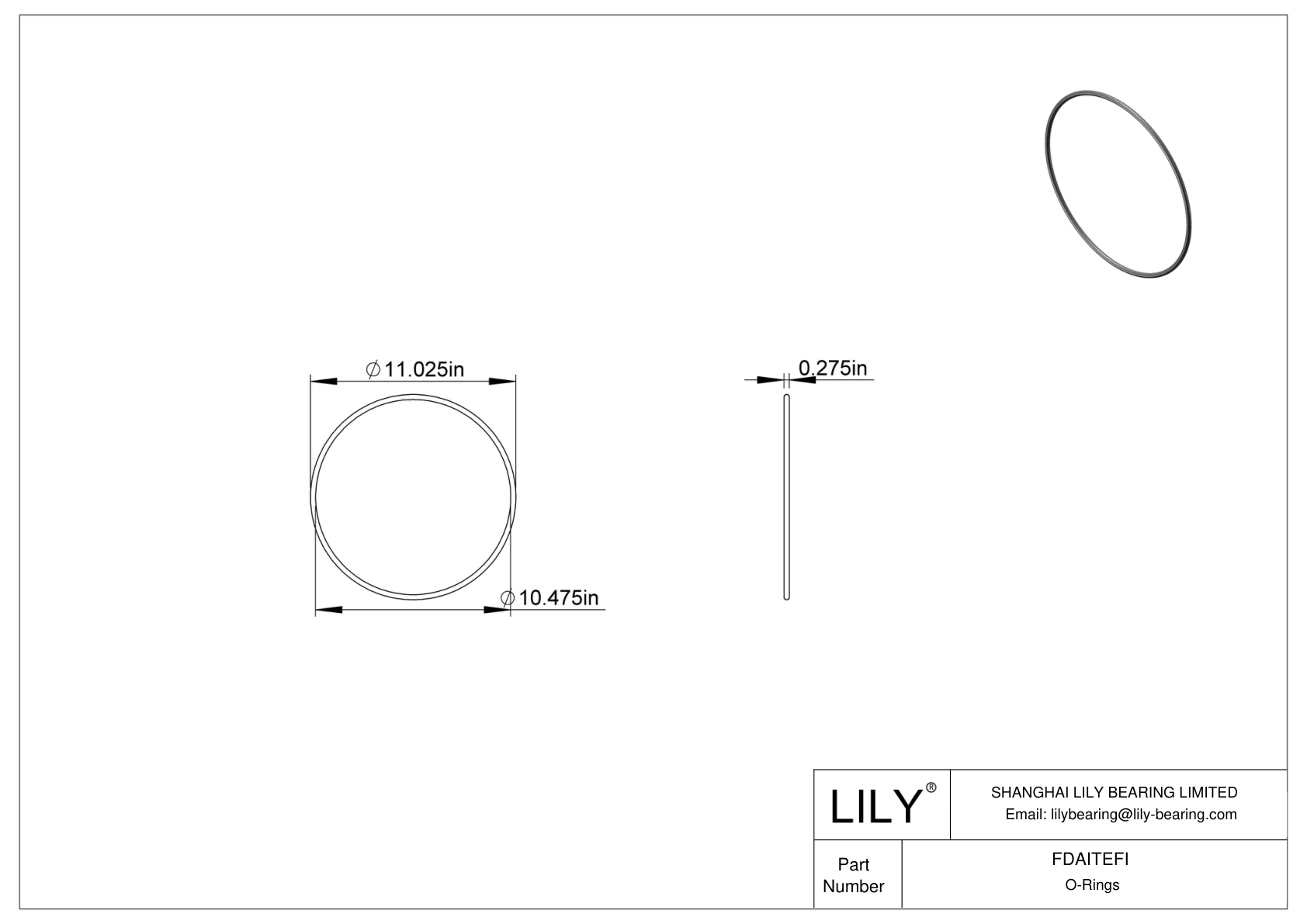 FDAITEFI Oil Resistant O-Rings Round cad drawing