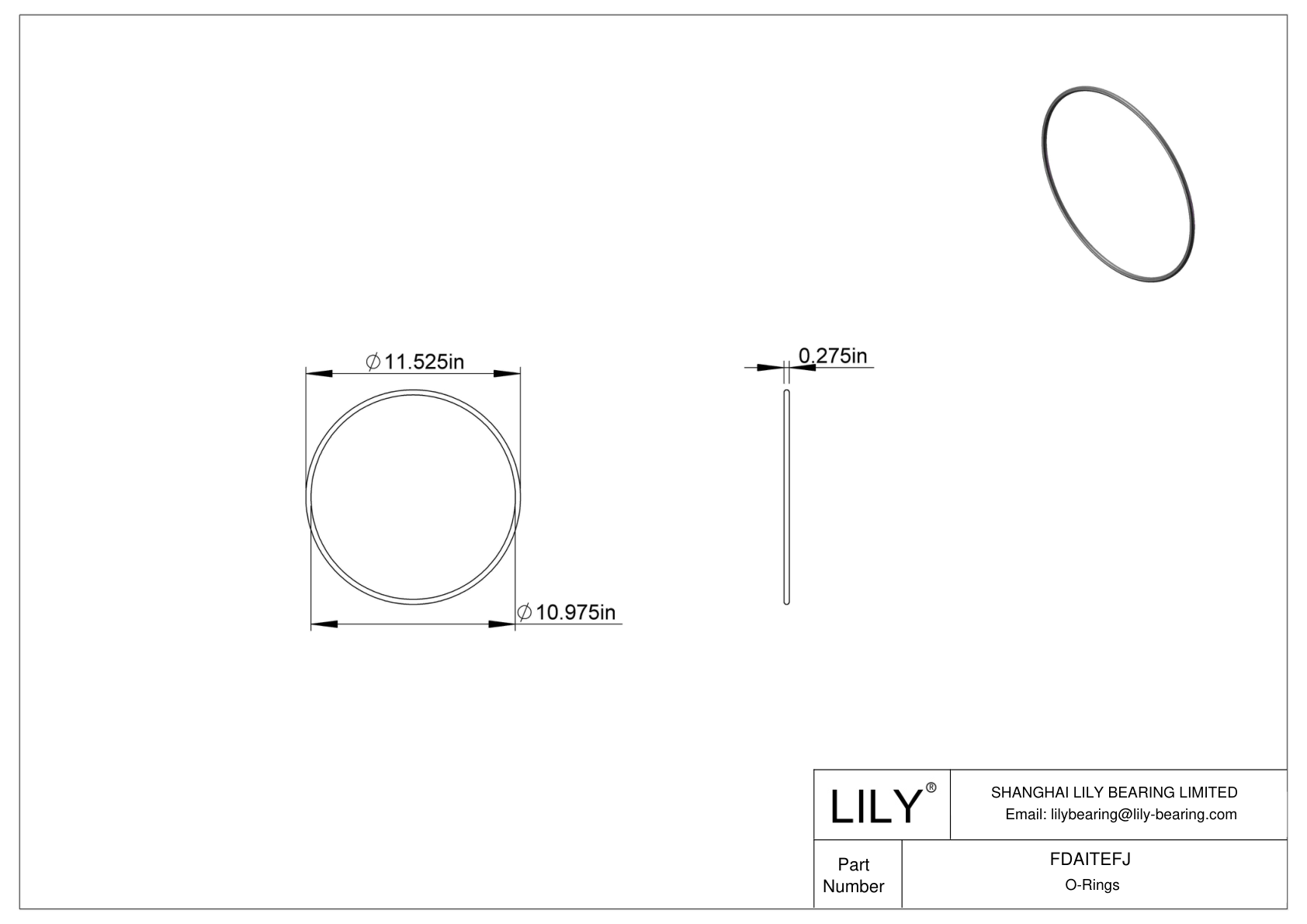 FDAITEFJ Oil Resistant O-Rings Round cad drawing