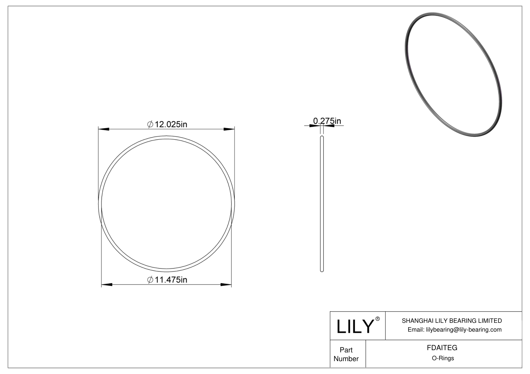 FDAITEG Oil Resistant O-Rings Round cad drawing