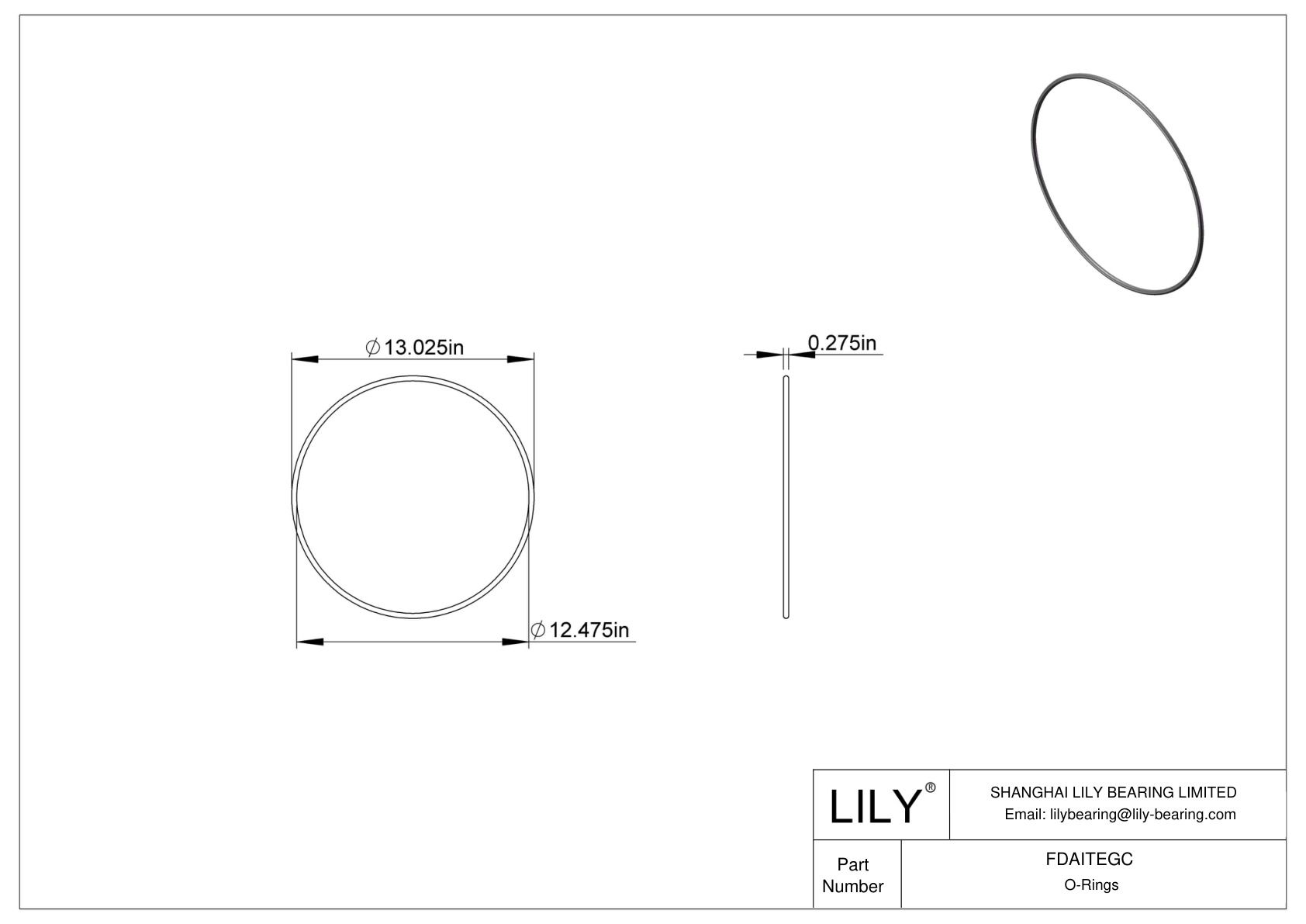 FDAITEGC Oil Resistant O-Rings Round cad drawing