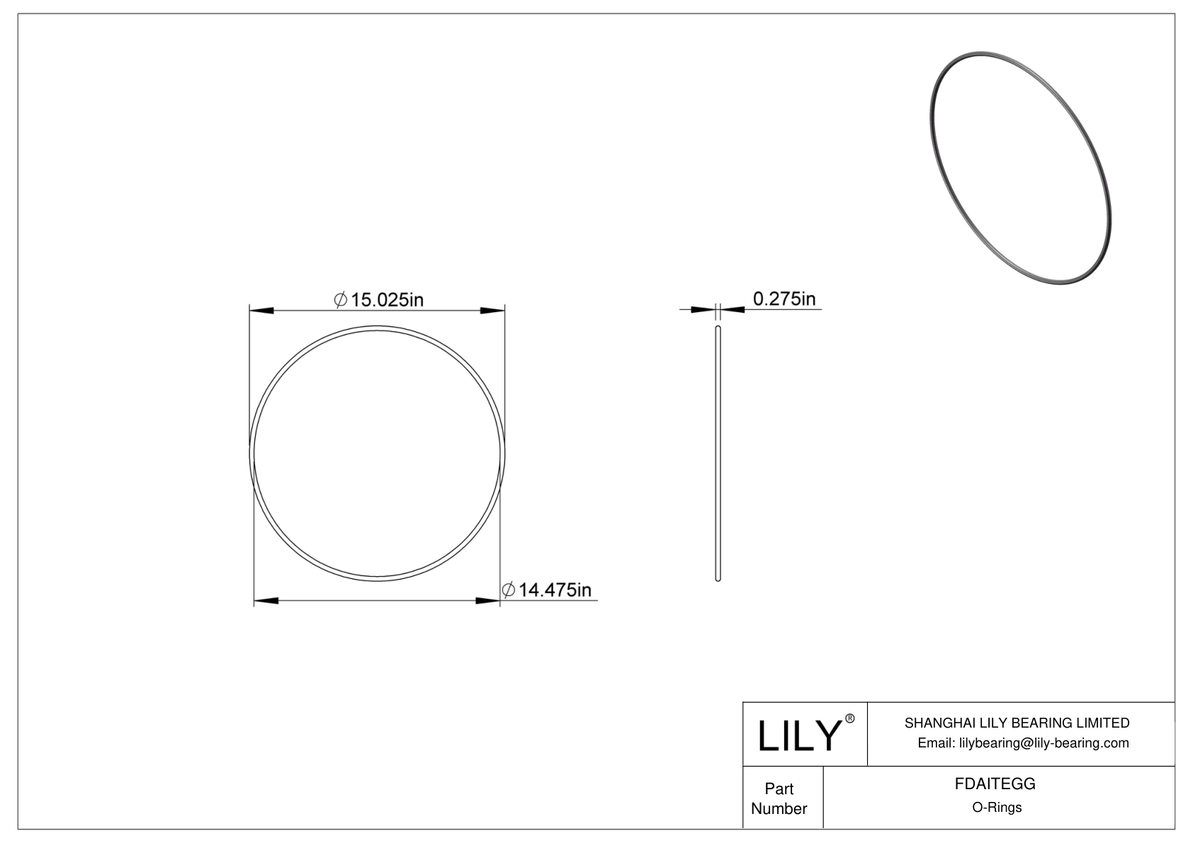 FDAITEGG Oil Resistant O-Rings Round cad drawing