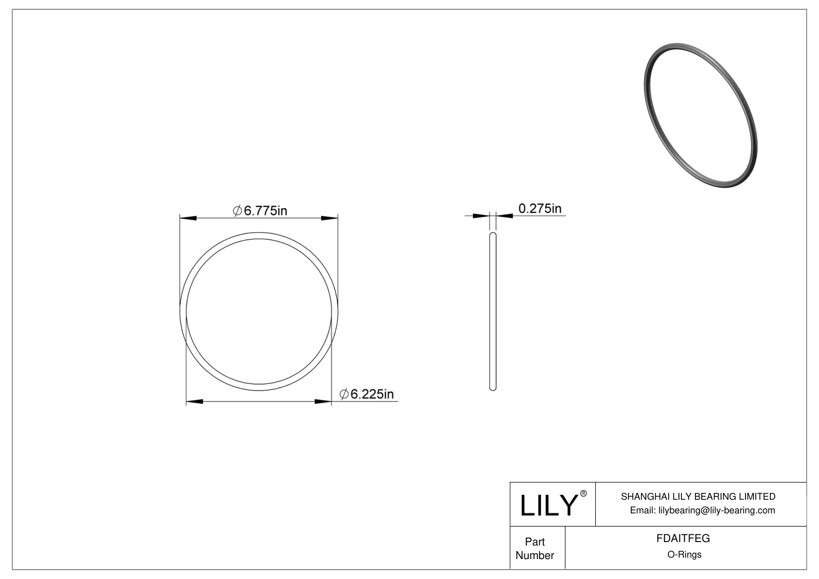 FDAITFEG Oil Resistant O-Rings Round cad drawing