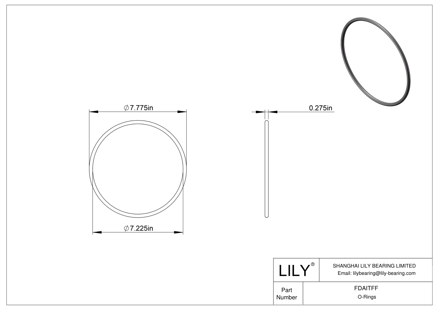 FDAITFF Oil Resistant O-Rings Round cad drawing