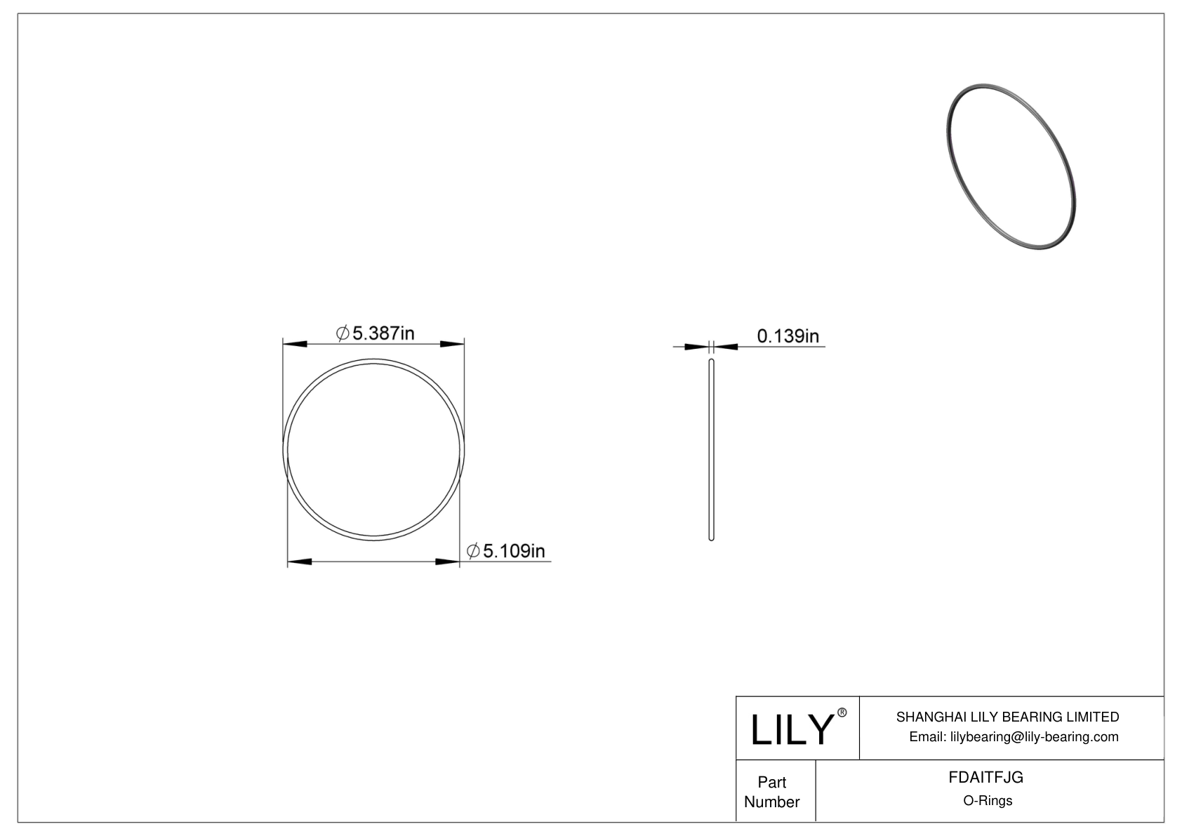 FDAITFJG Oil Resistant O-Rings Round cad drawing