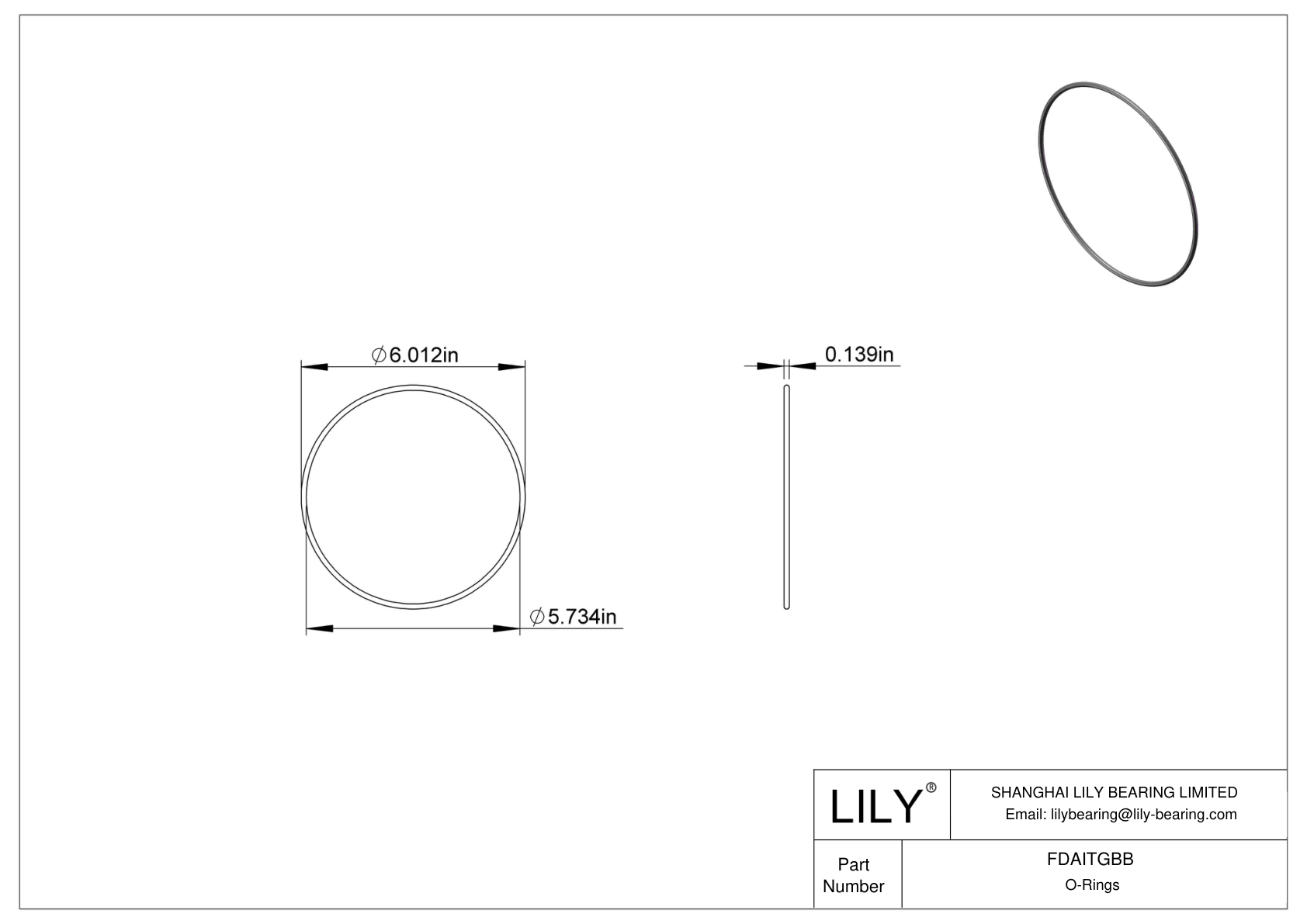 FDAITGBB Oil Resistant O-Rings Round cad drawing