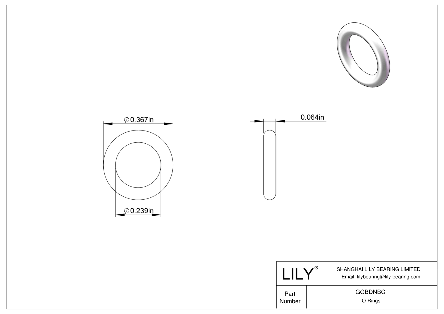 GGBDNBC Chemical Resistant O-rings Round cad drawing