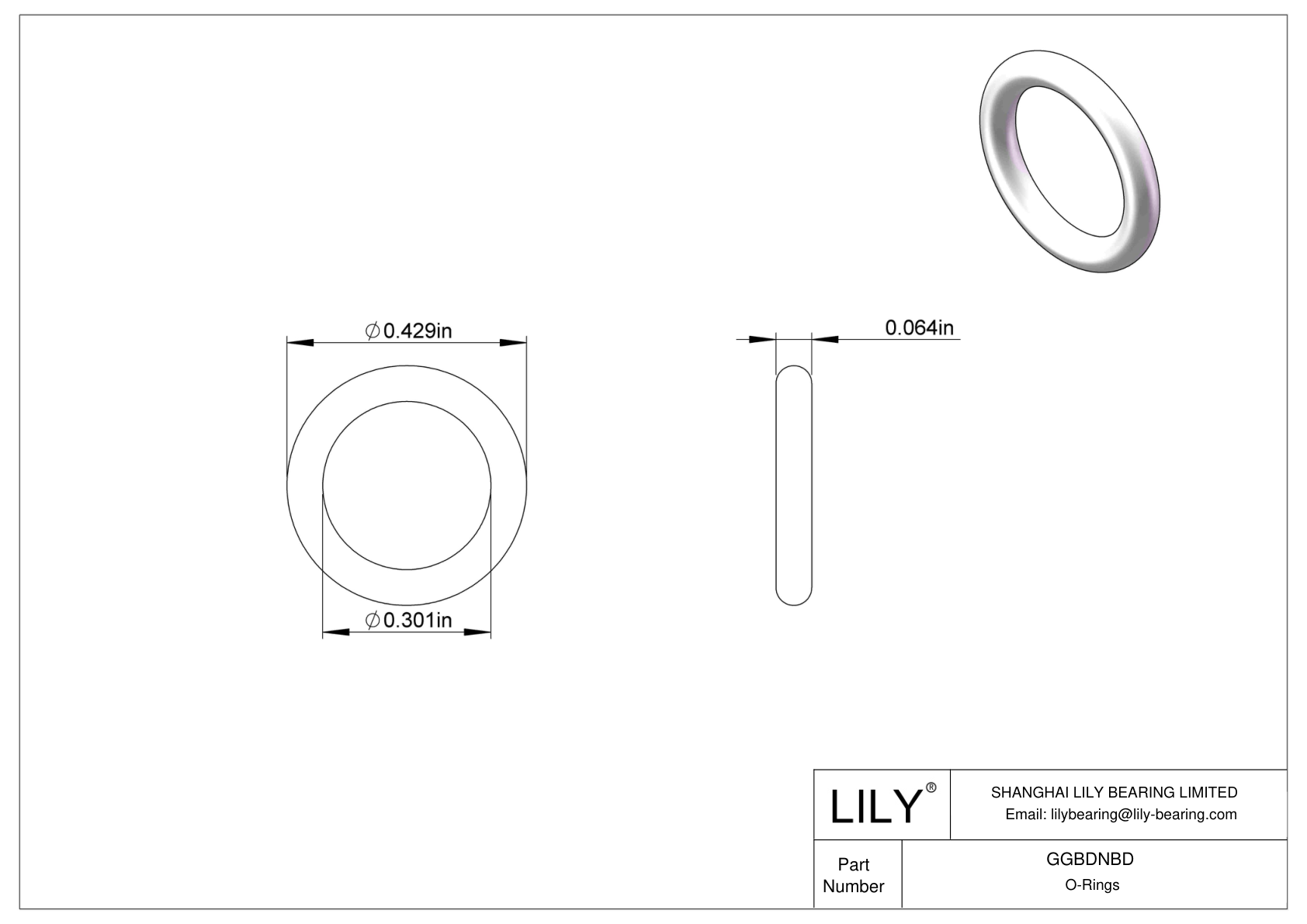 GGBDNBD Chemical Resistant O-rings Round cad drawing