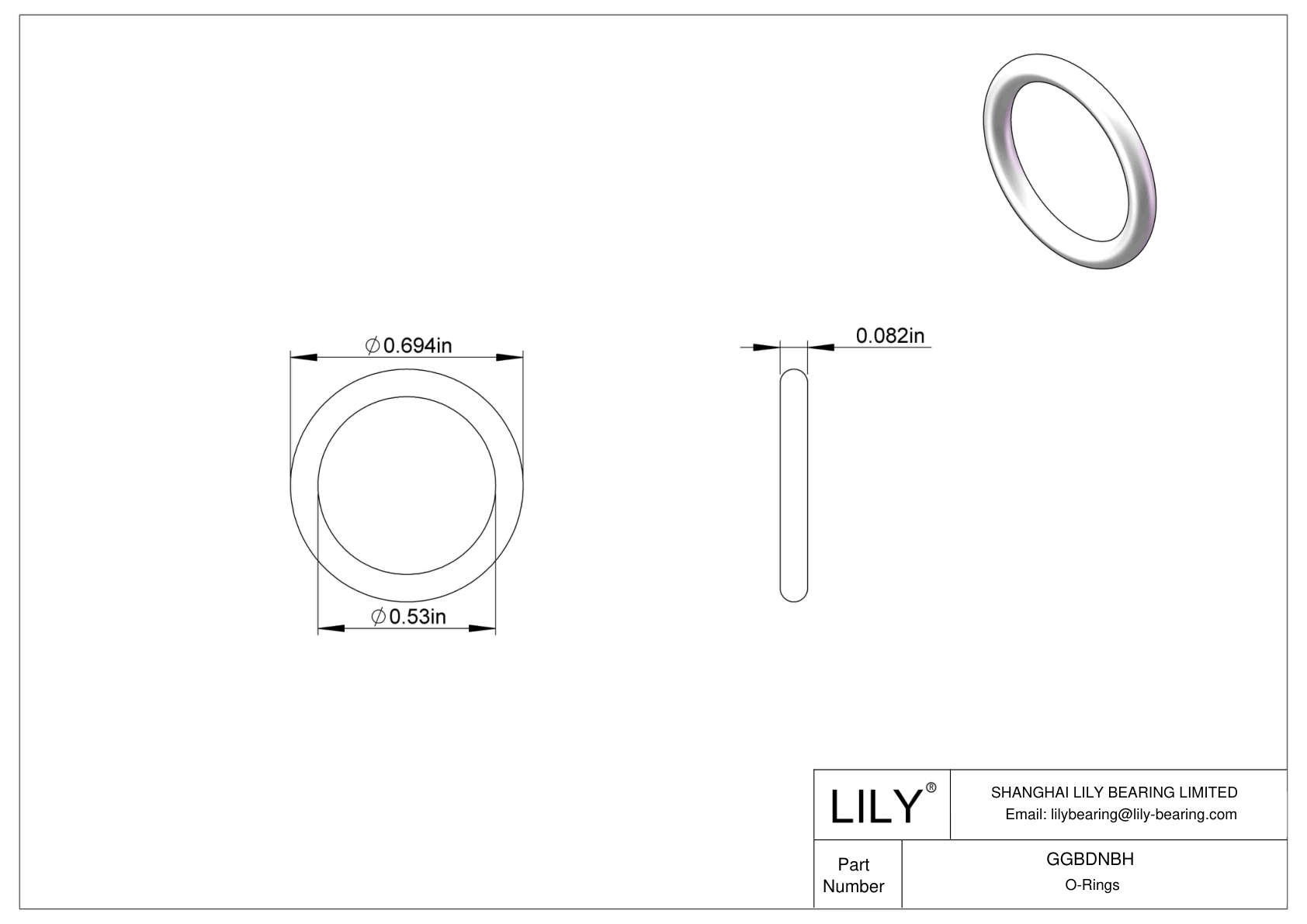 GGBDNBH Chemical Resistant O-rings Round cad drawing