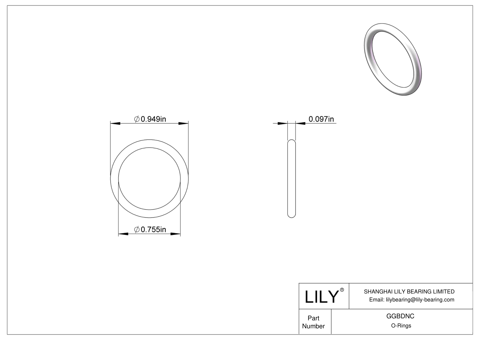 GGBDNC Chemical Resistant O-rings Round cad drawing