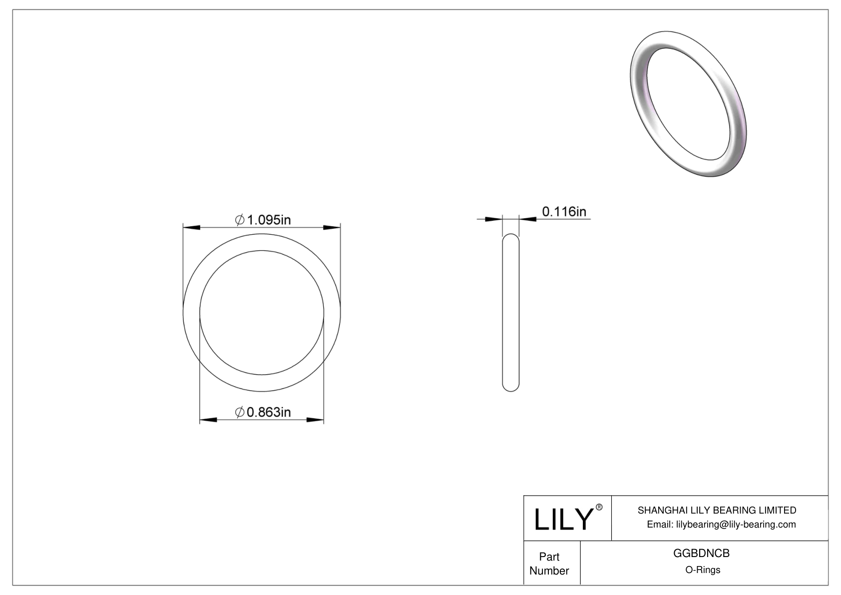 GGBDNCB Chemical Resistant O-rings Round cad drawing