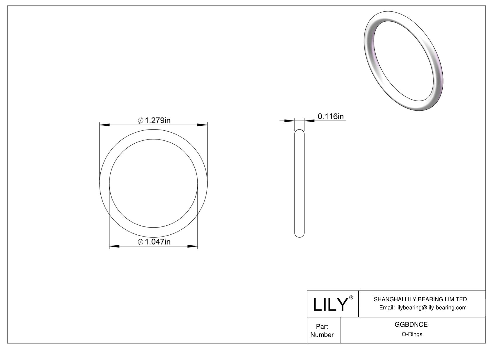 GGBDNCE Chemical Resistant O-rings Round cad drawing