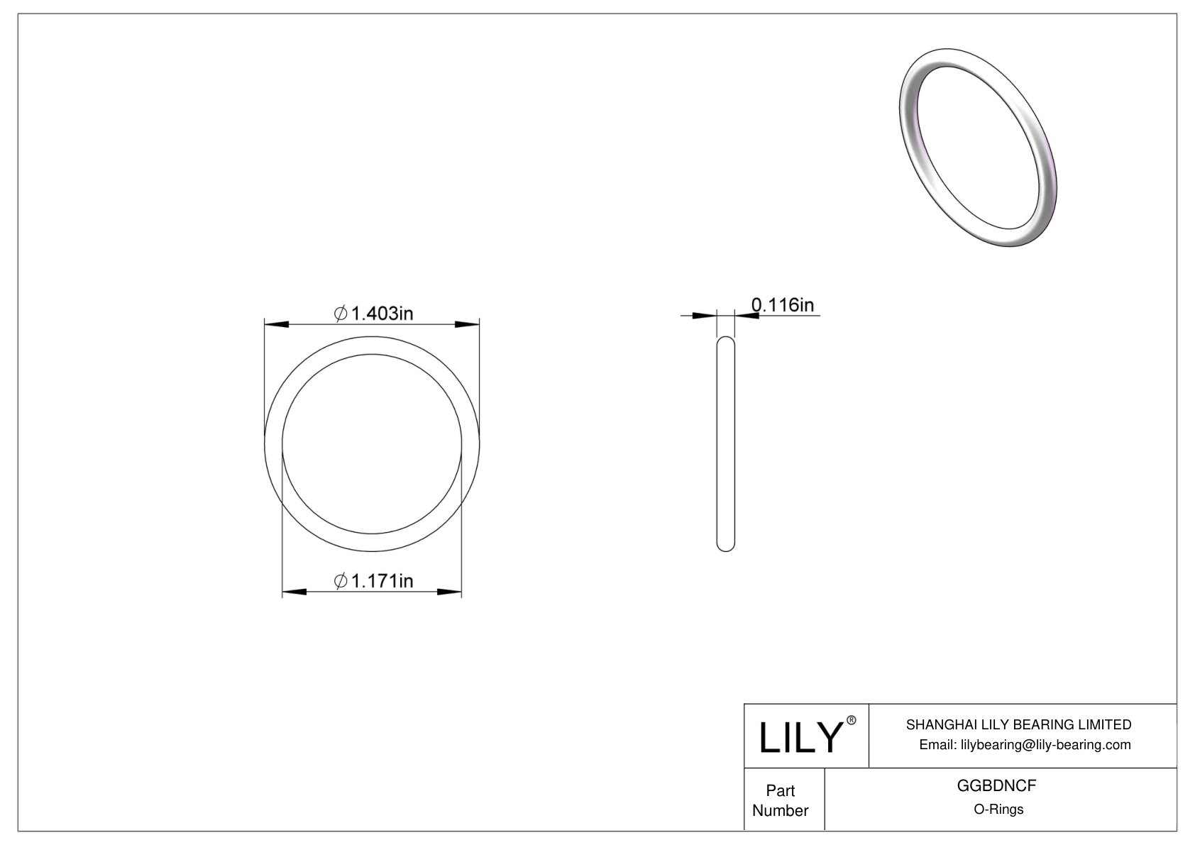 GGBDNCF Chemical Resistant O-rings Round cad drawing