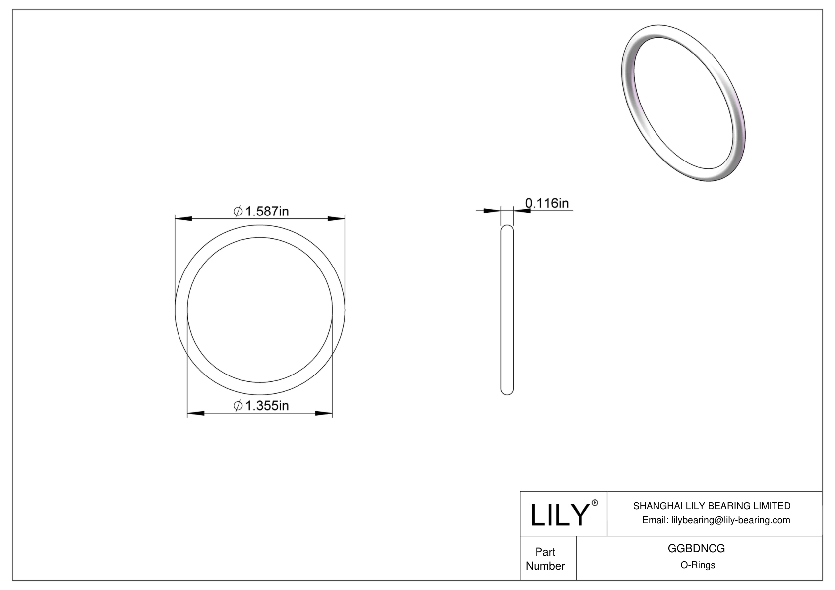 GGBDNCG Chemical Resistant O-rings Round cad drawing