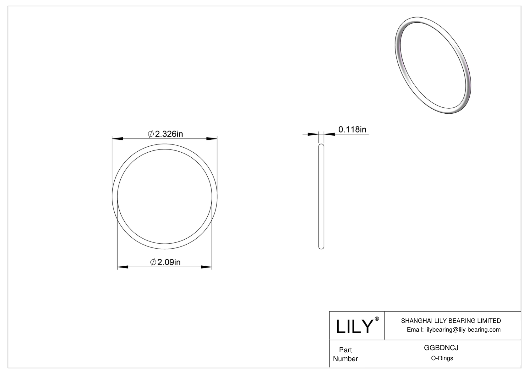 GGBDNCJ Chemical Resistant O-rings Round cad drawing