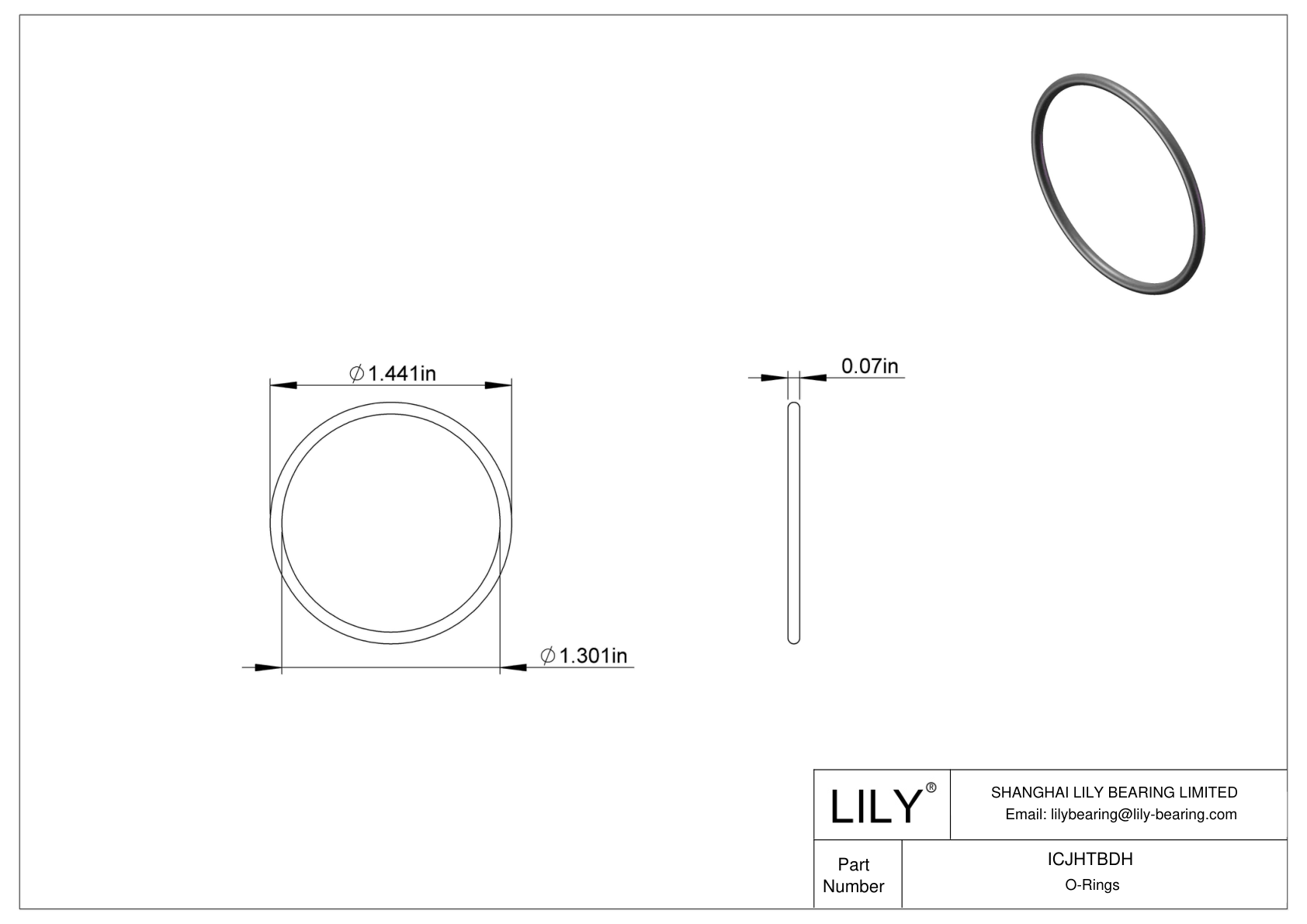 ICJHTBDH Chemical Resistant O-rings Round cad drawing