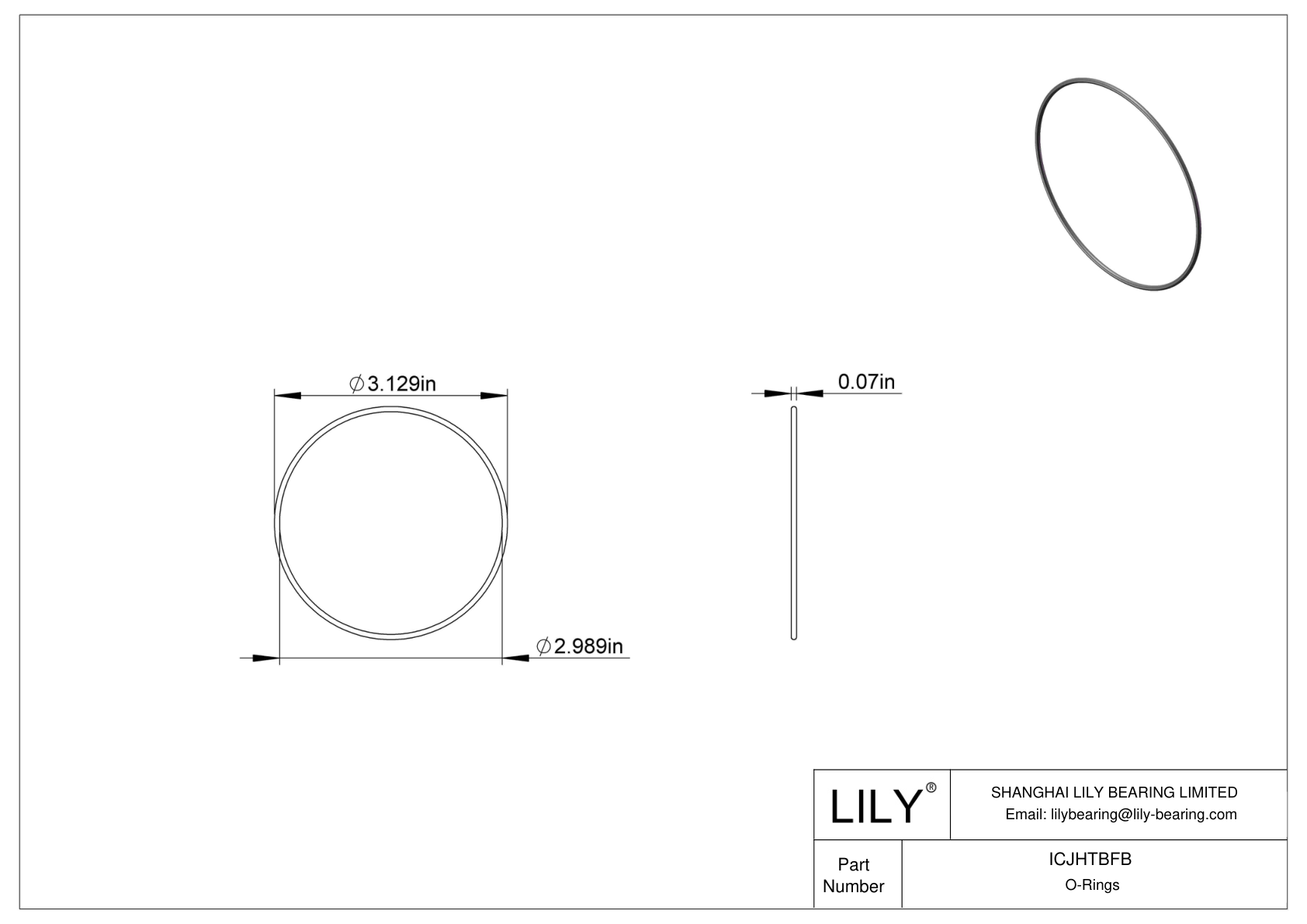 ICJHTBFB Chemical Resistant O-rings Round cad drawing