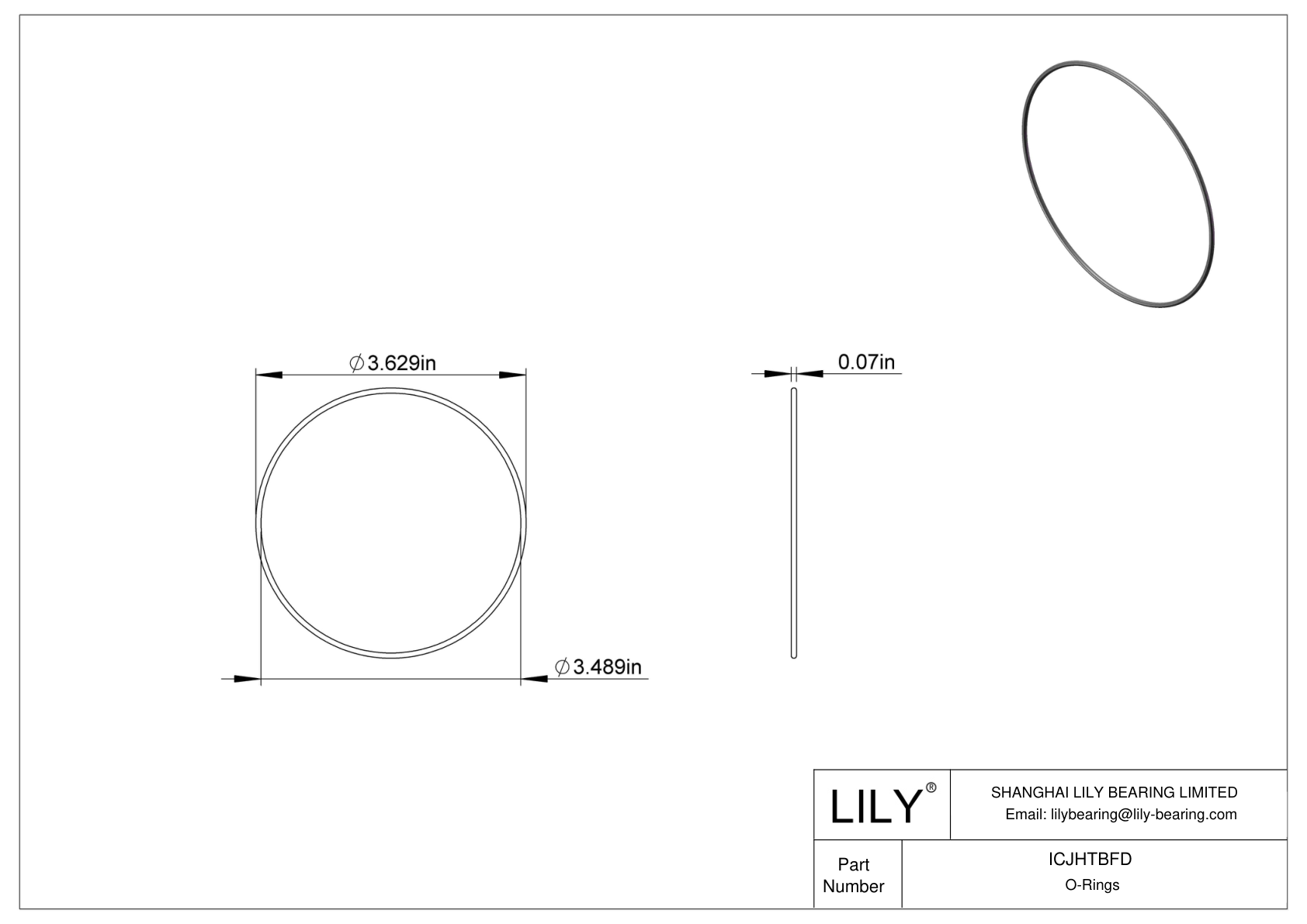 ICJHTBFD Chemical Resistant O-rings Round cad drawing