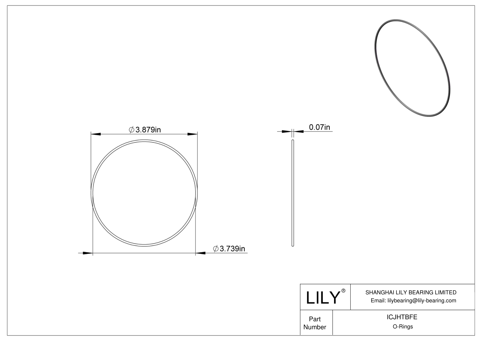 ICJHTBFE Chemical Resistant O-rings Round cad drawing