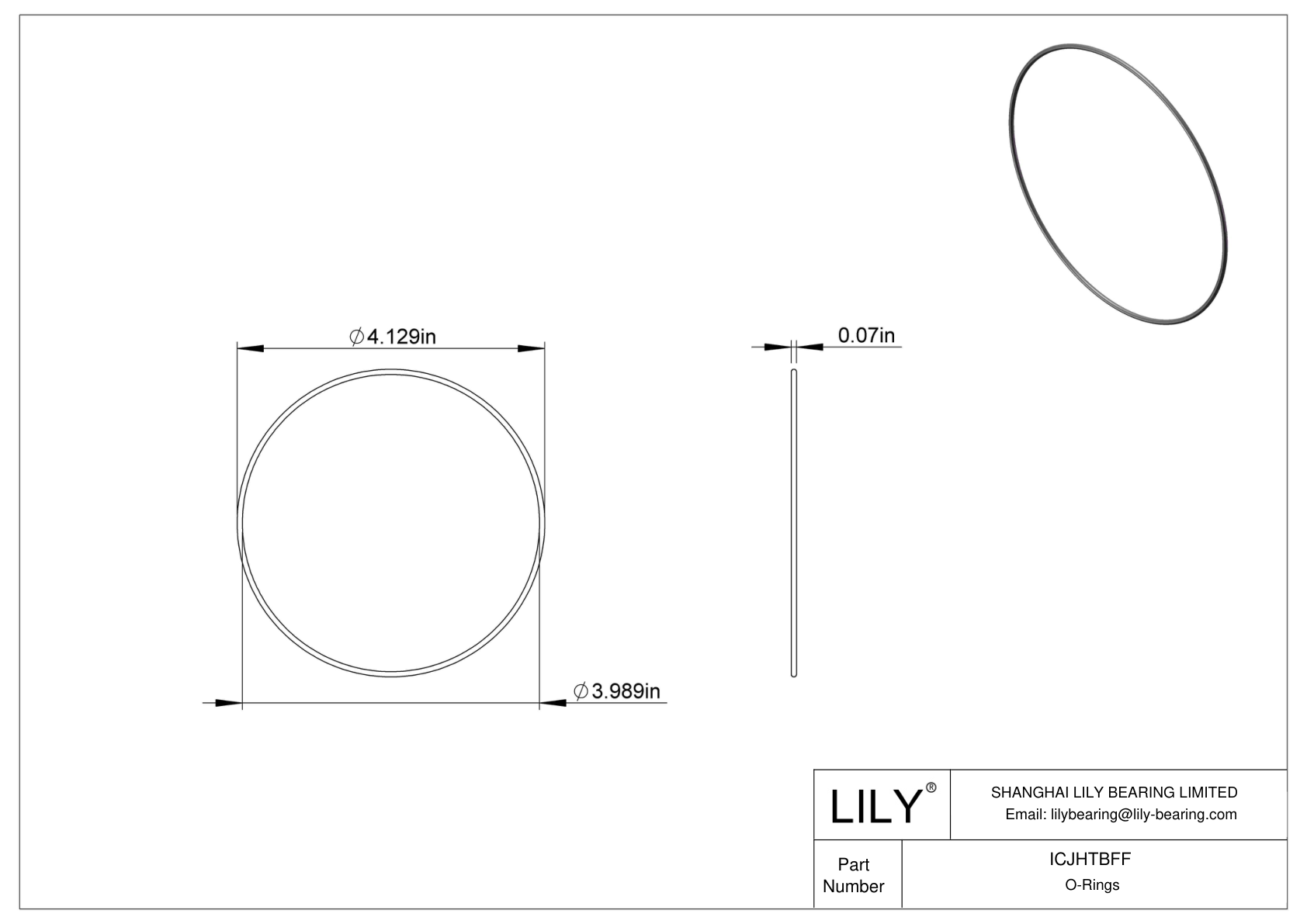 ICJHTBFF Chemical Resistant O-rings Round cad drawing