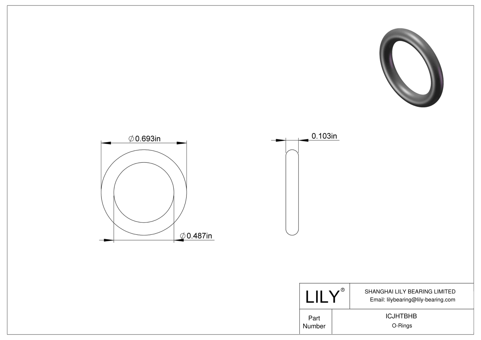 ICJHTBHB Chemical Resistant O-rings Round cad drawing