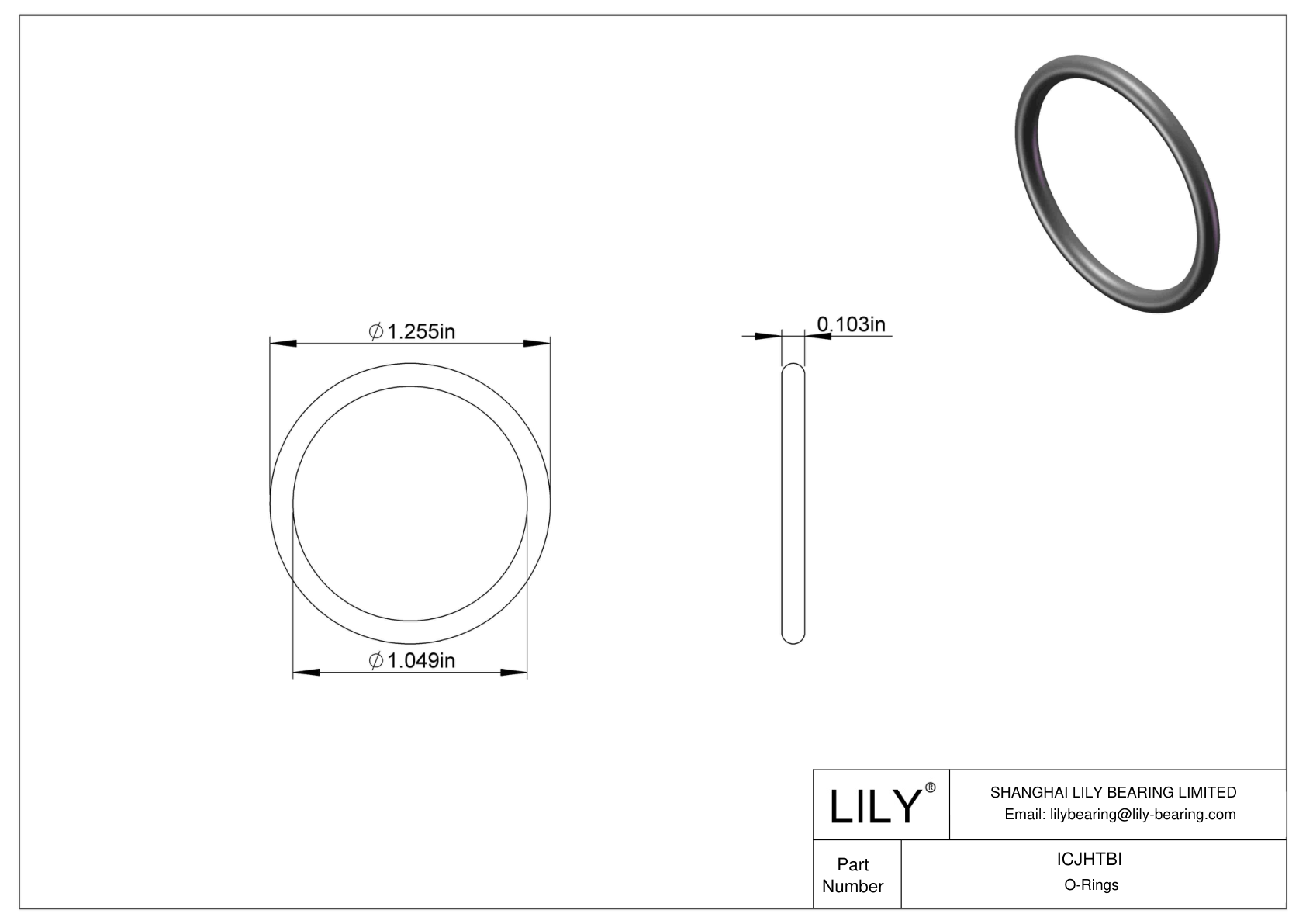 ICJHTBI Chemical Resistant O-rings Round cad drawing