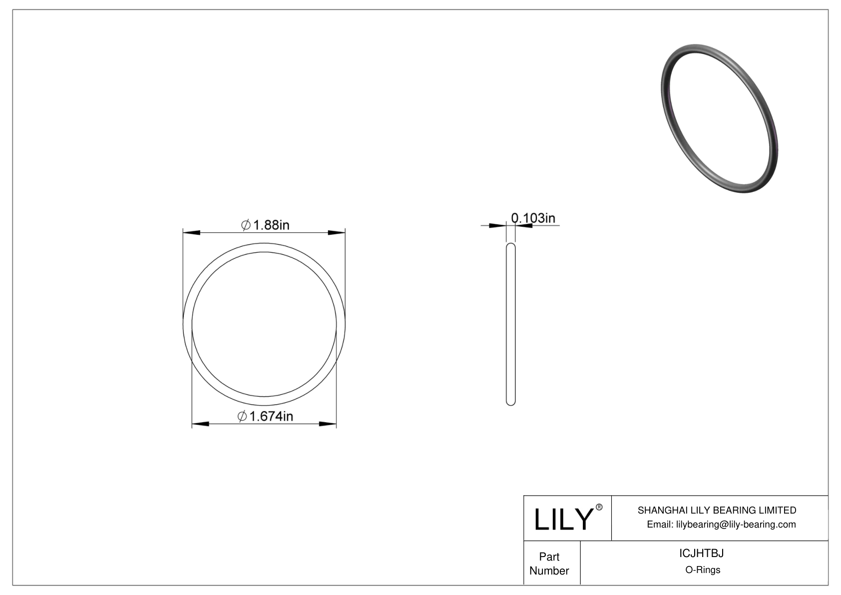 ICJHTBJ Chemical Resistant O-rings Round cad drawing