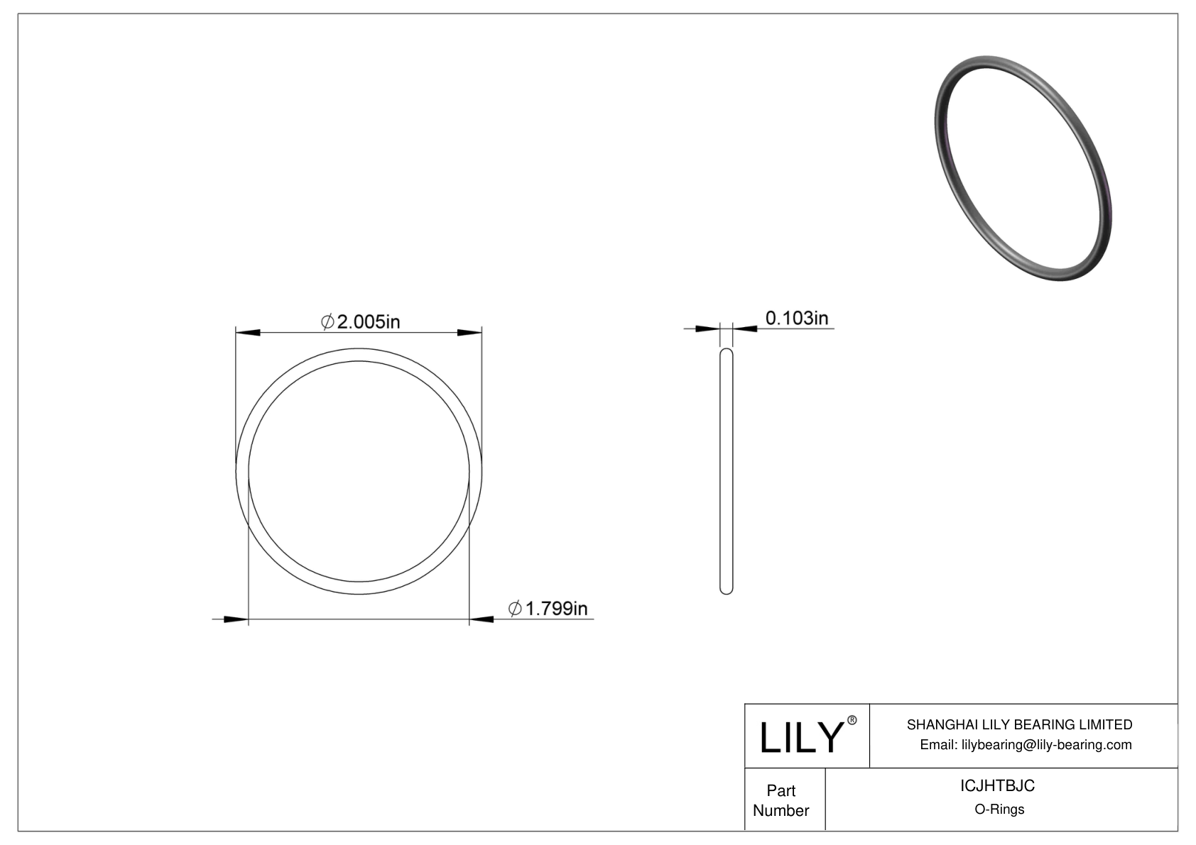 ICJHTBJC Chemical Resistant O-rings Round cad drawing