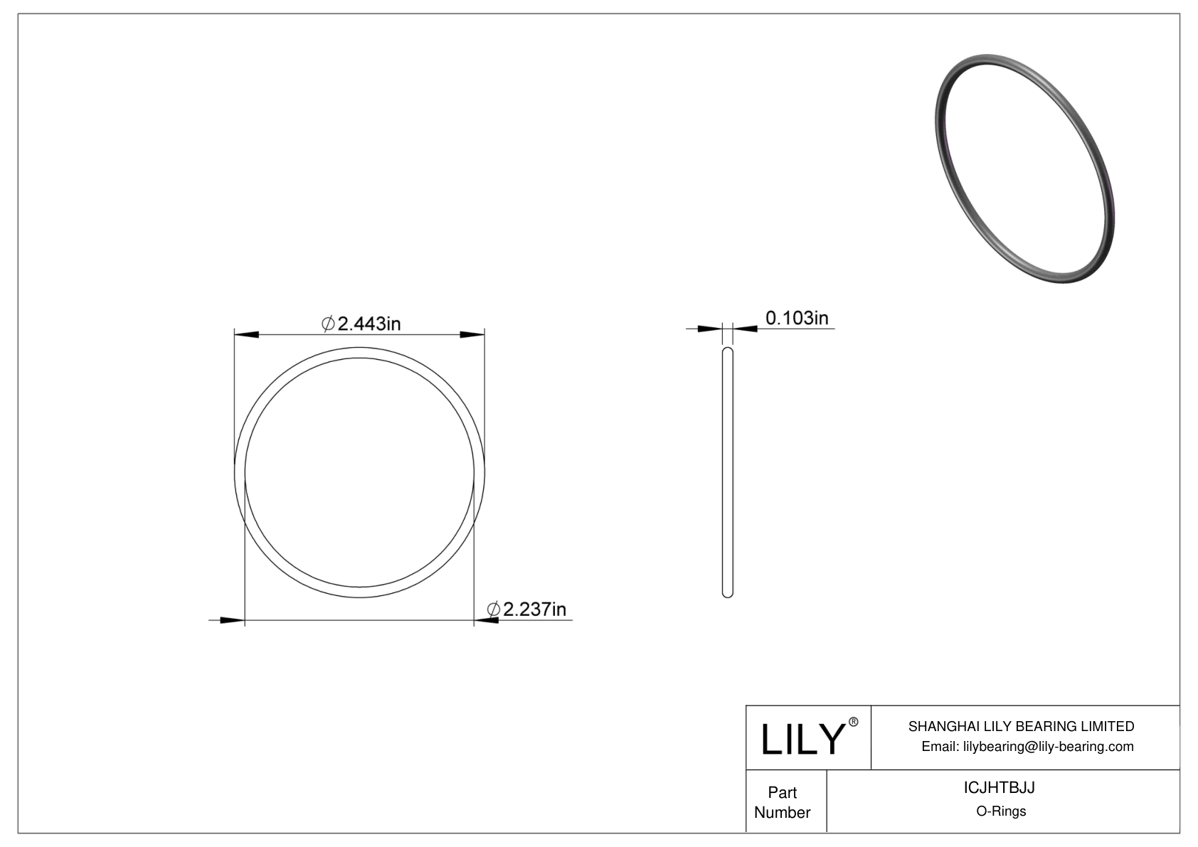 ICJHTBJJ Chemical Resistant O-rings Round cad drawing