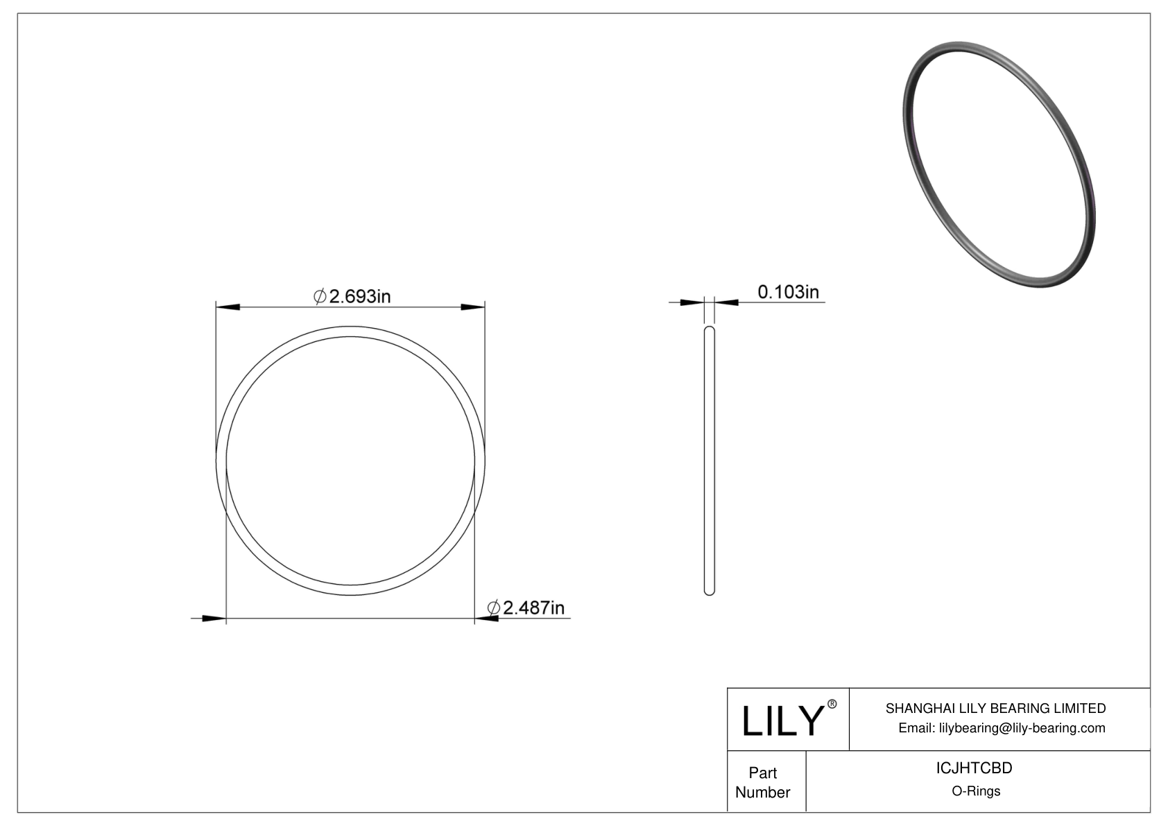 ICJHTCBD Chemical Resistant O-rings Round cad drawing