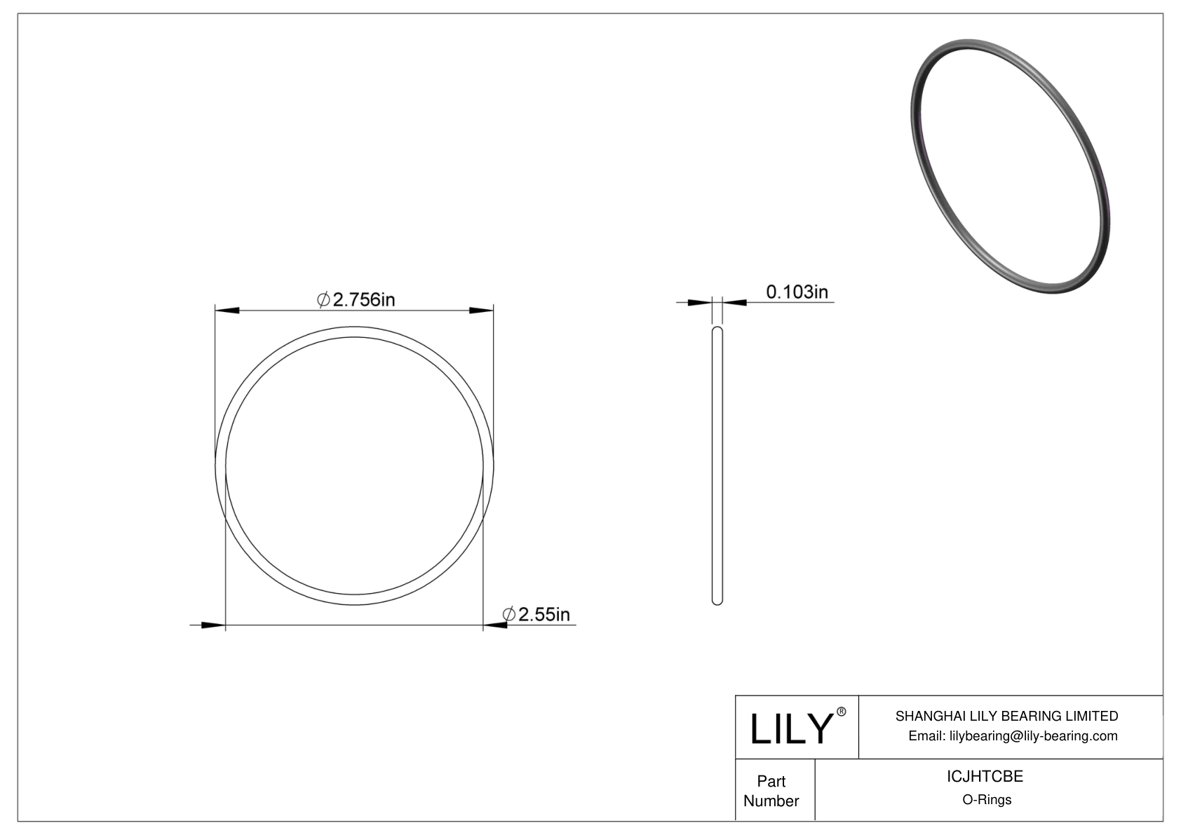 ICJHTCBE Chemical Resistant O-rings Round cad drawing