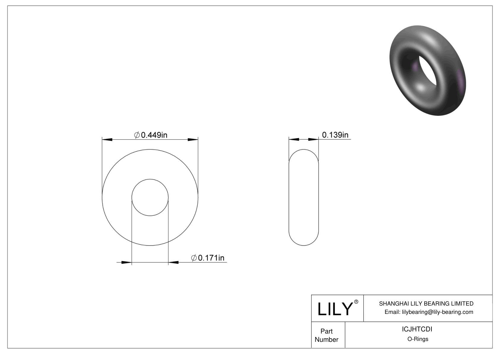 ICJHTCDI Chemical Resistant O-rings Round cad drawing