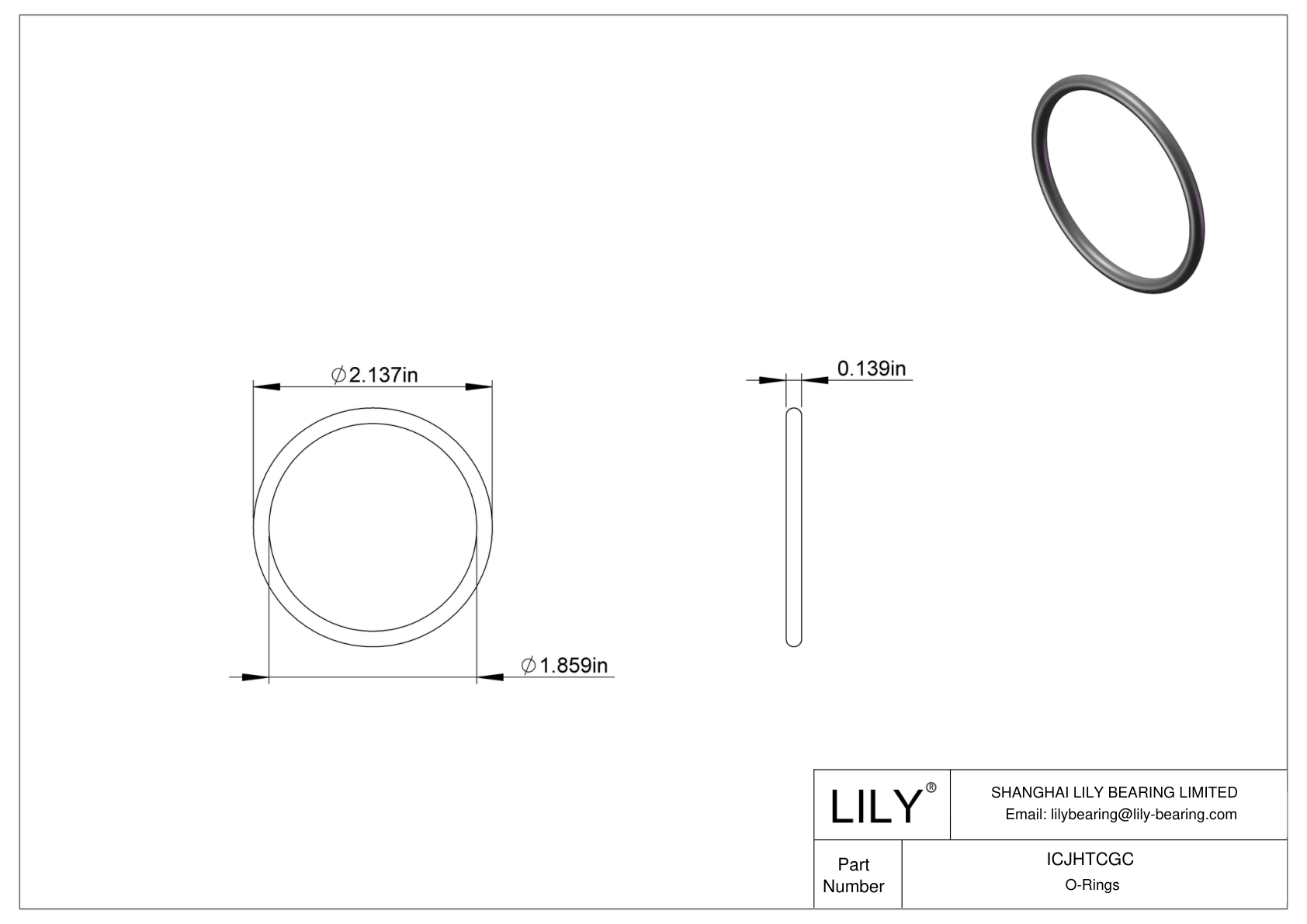 ICJHTCGC Chemical Resistant O-rings Round cad drawing