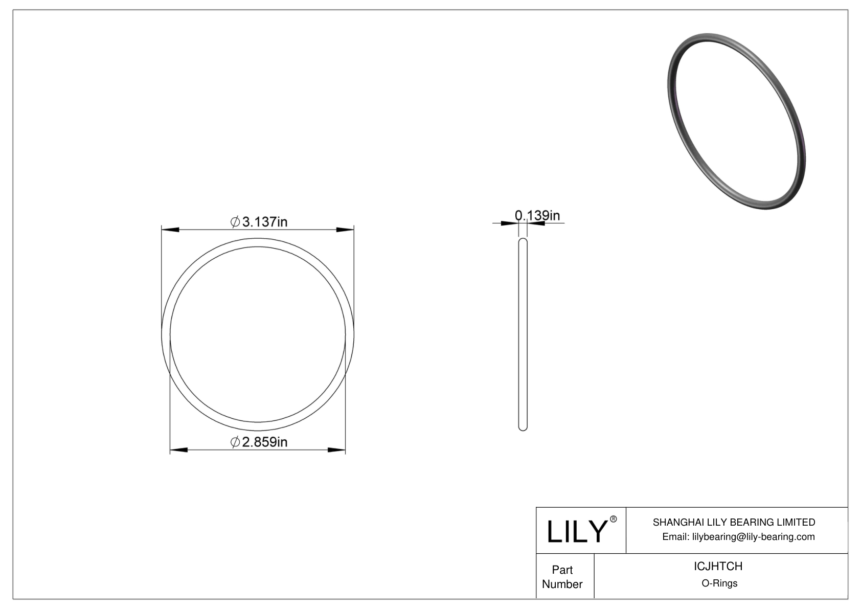 ICJHTCH Juntas tóricas redondas resistentes a productos químicos cad drawing