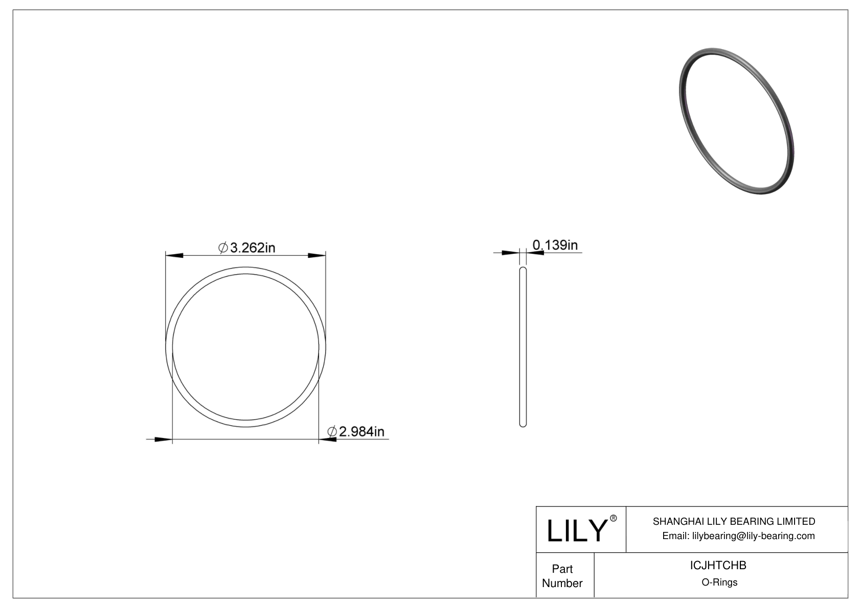 ICJHTCHB Chemical Resistant O-rings Round cad drawing