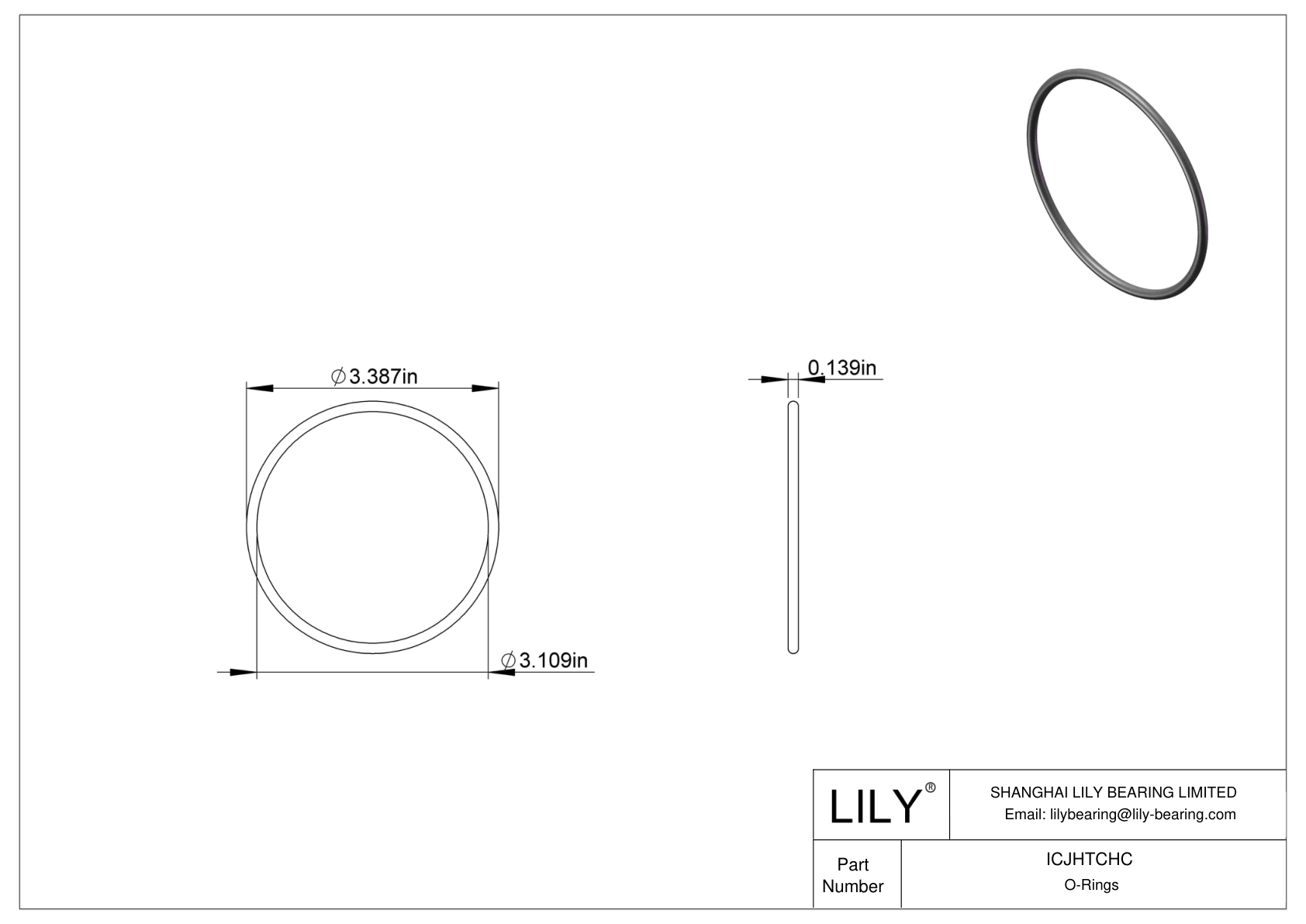 ICJHTCHC Chemical Resistant O-rings Round cad drawing