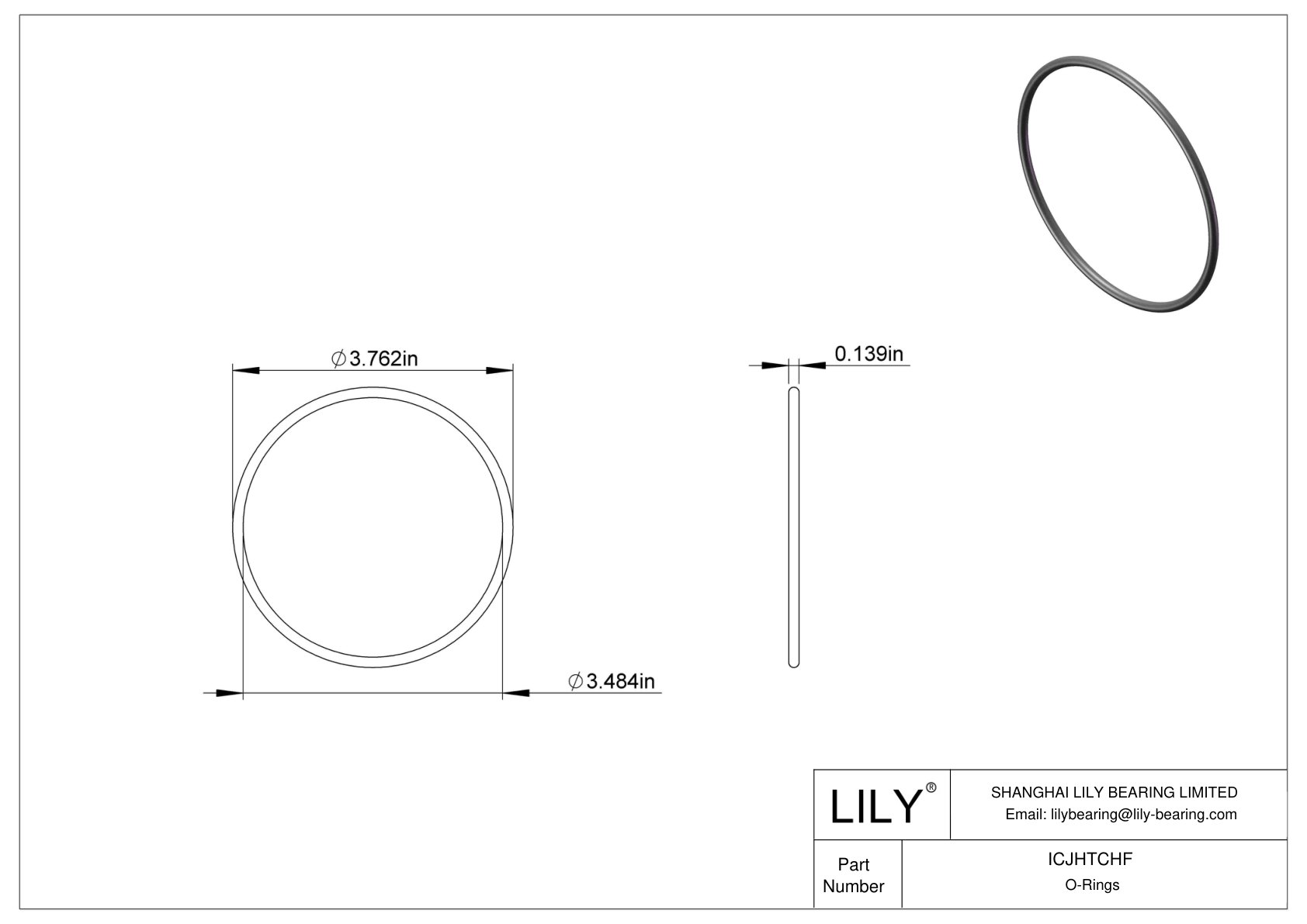 ICJHTCHF Chemical Resistant O-rings Round cad drawing