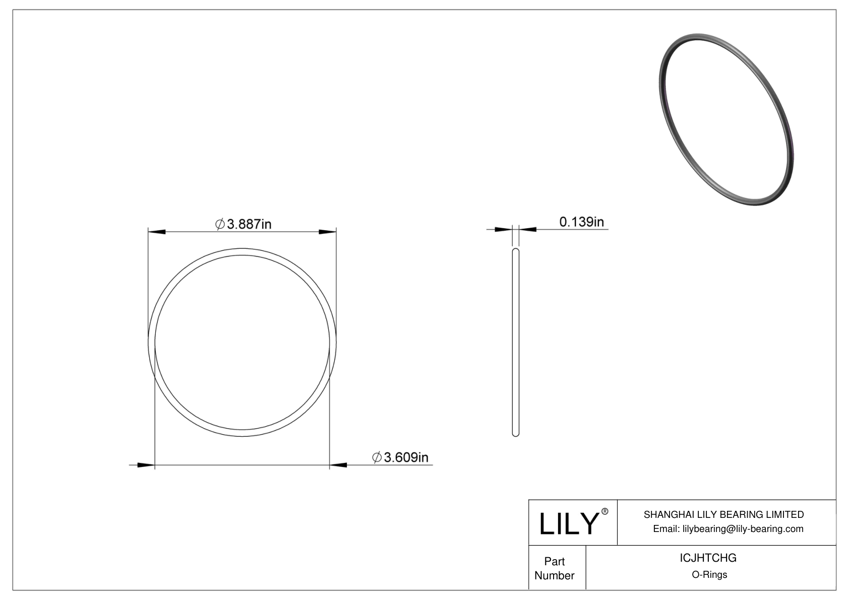 ICJHTCHG Chemical Resistant O-rings Round cad drawing