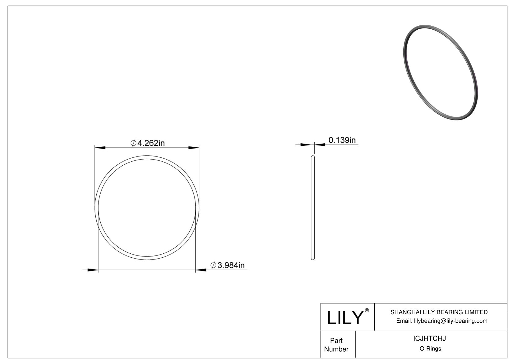 ICJHTCHJ Chemical Resistant O-rings Round cad drawing