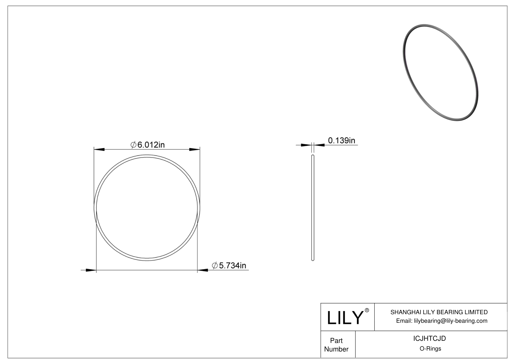 ICJHTCJD Chemical Resistant O-rings Round cad drawing